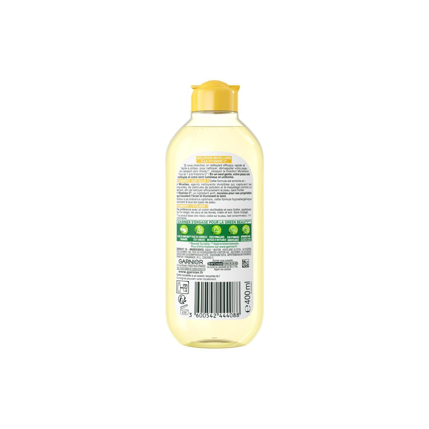 Eau micellaire Vitamine C Eclat Nettoie et Démaquille et Illumine Skin Active GARNIER thumbnail