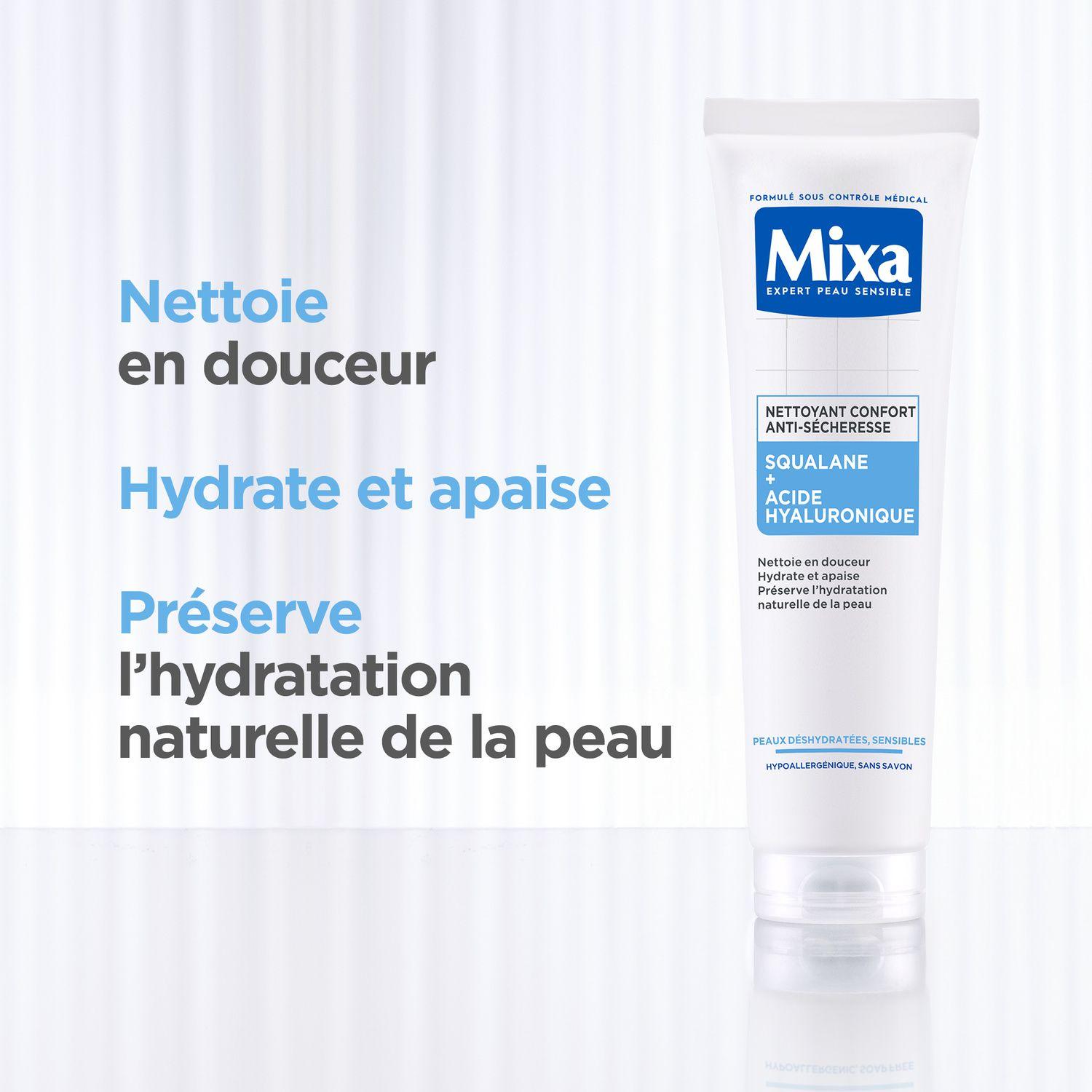Nettoyant Visage Peau Déshydratée Sensible Confort Anti-sècheresse Nettoie Hydrate Apaise Squalane Acide Hyaluronique MIXA thumbnail