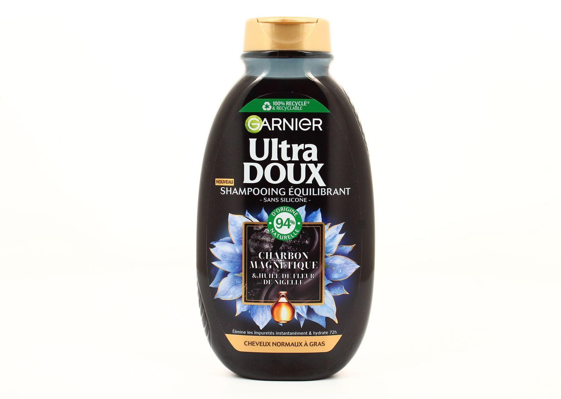 Garnier Ultra Doux Shampooing Équilibrant Charbon Magnétique & Huile de Fleur de Nigelle