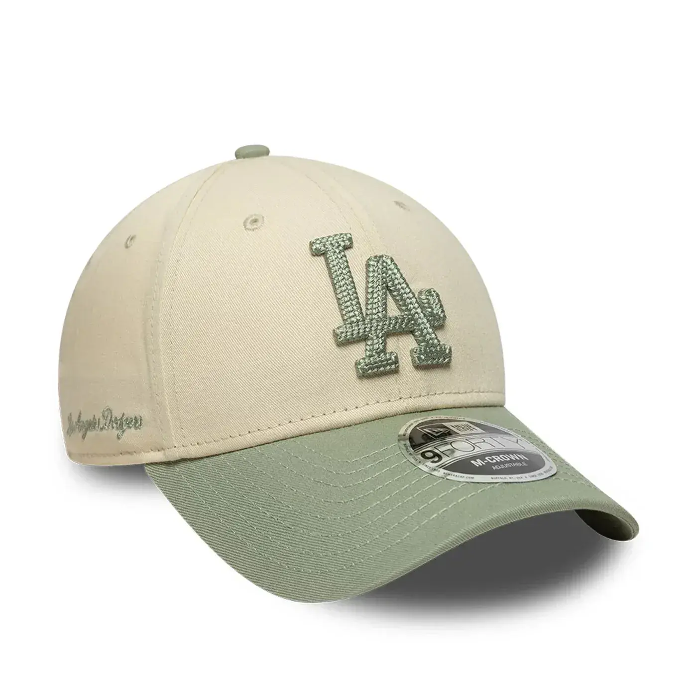 Casquette New Era 9FORTY M-Crown Side Script – LA Dodgers – Cream / Pastel Green thumbnail