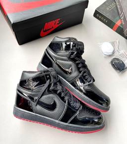Thumbnail for Air Jordan 1 High OG – Black & Red Sole