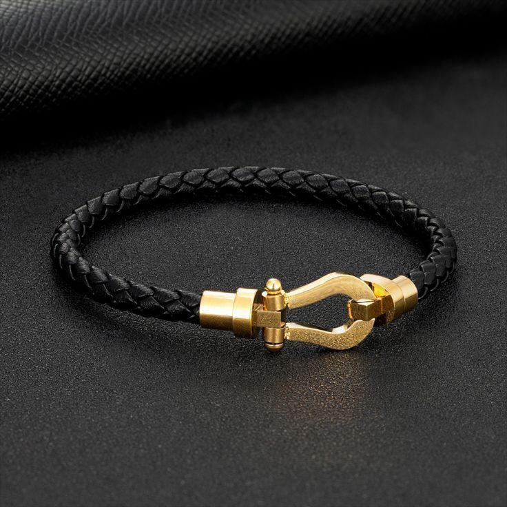 Bracelet en Cuir avec boucle en Acier Inoxydable thumbnail