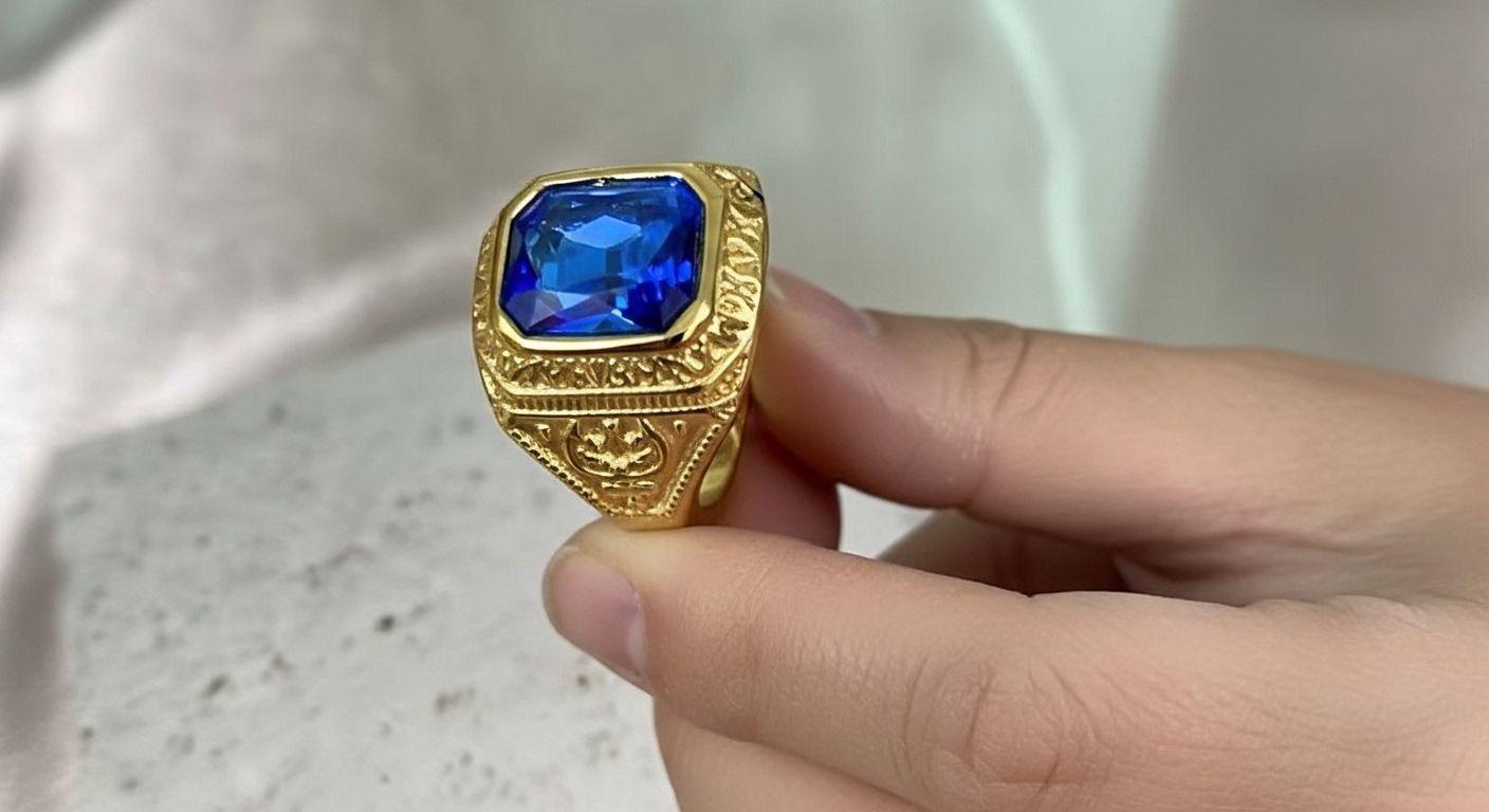 Bague Royale pierre bleu et blanche  thumbnail