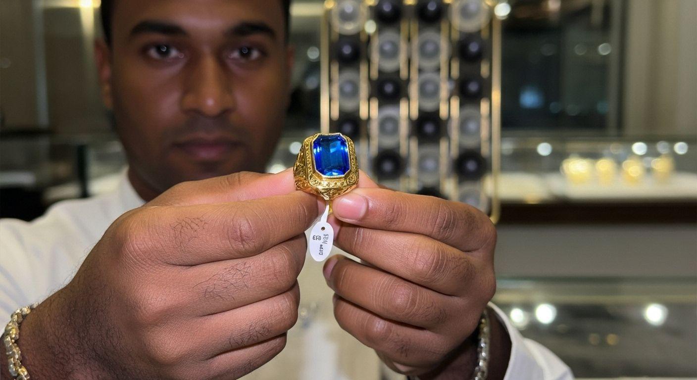 Bague Royale pierre bleu et blanche  thumbnail