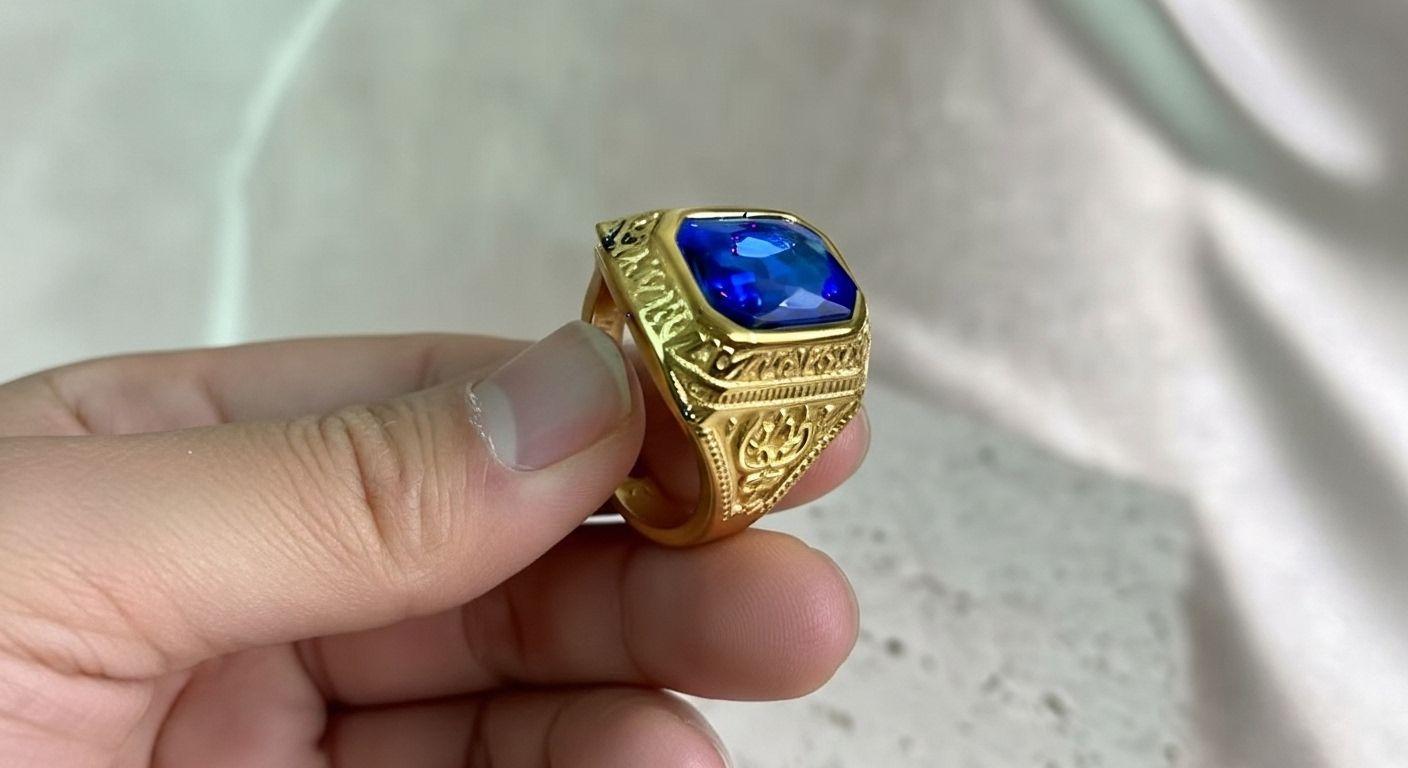 Bague Royale pierre bleu et blanche  thumbnail