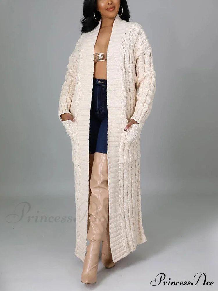Manteau cardigan femme — Tricot torsadé loose, coupe longue tendance thumbnail