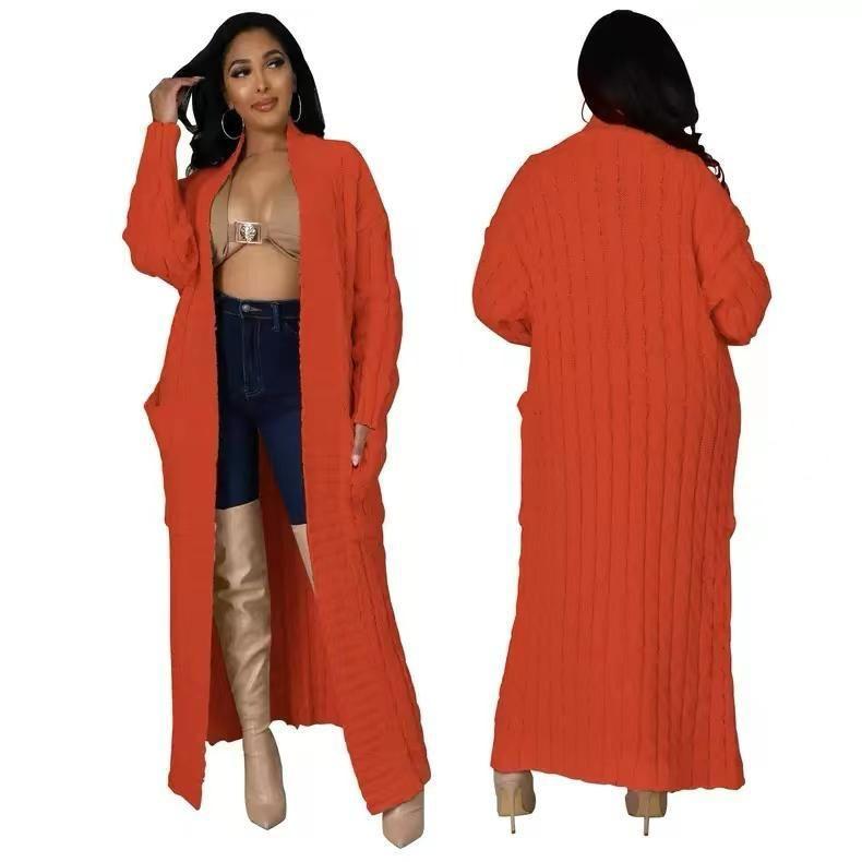 Manteau cardigan femme — Tricot torsadé loose, coupe longue tendance thumbnail