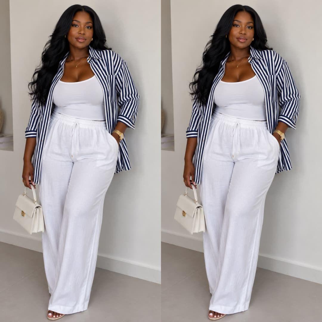 Ensemble Femme Chemise Rayée & Pantalon  thumbnail