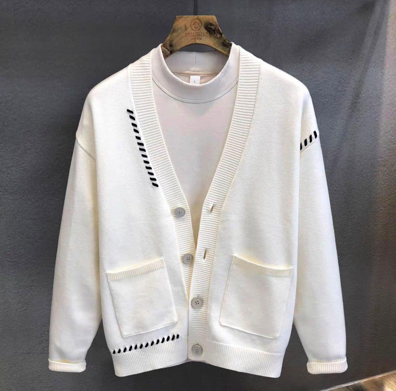 Cardigan Homme à Surpiqûres Contrastées thumbnail