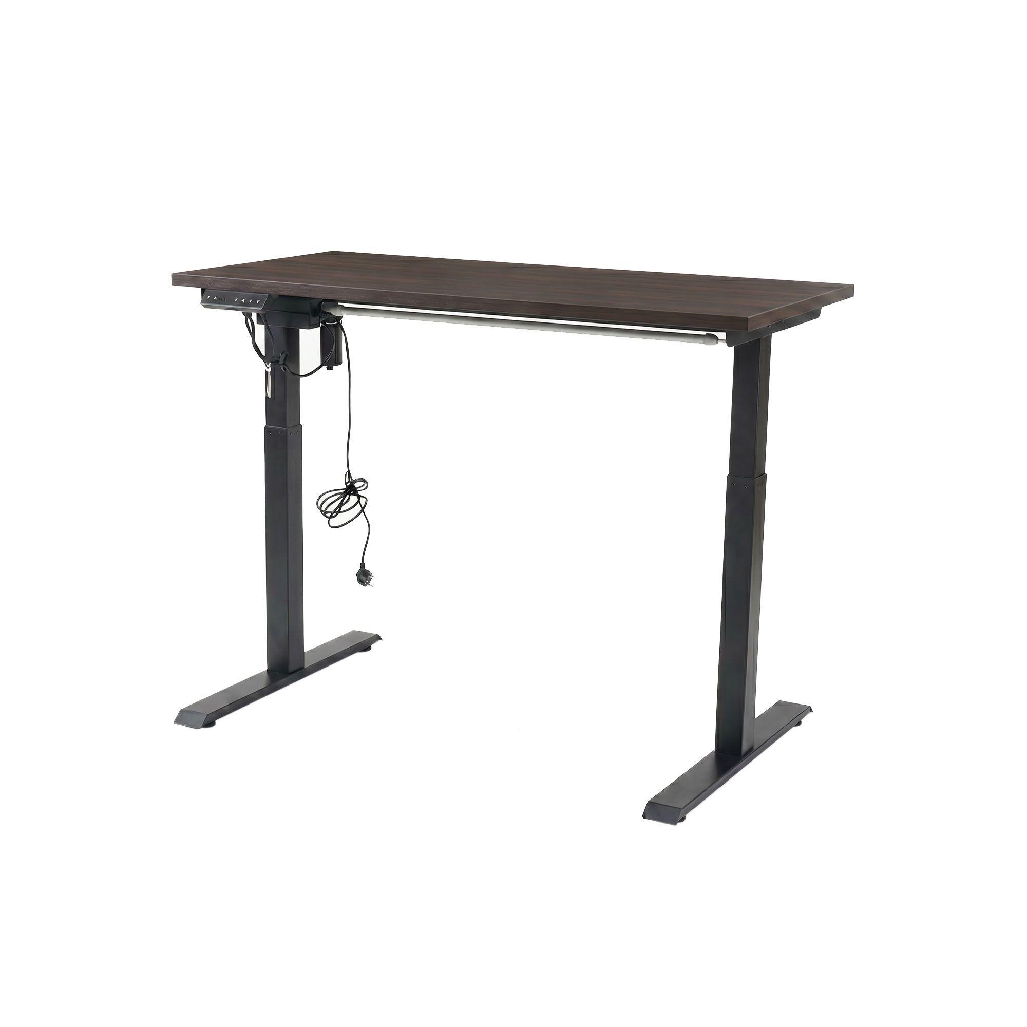 Bureau assis-debout électrique réglable en hauteur 160x75 cm - Chêne camel / gris foncé