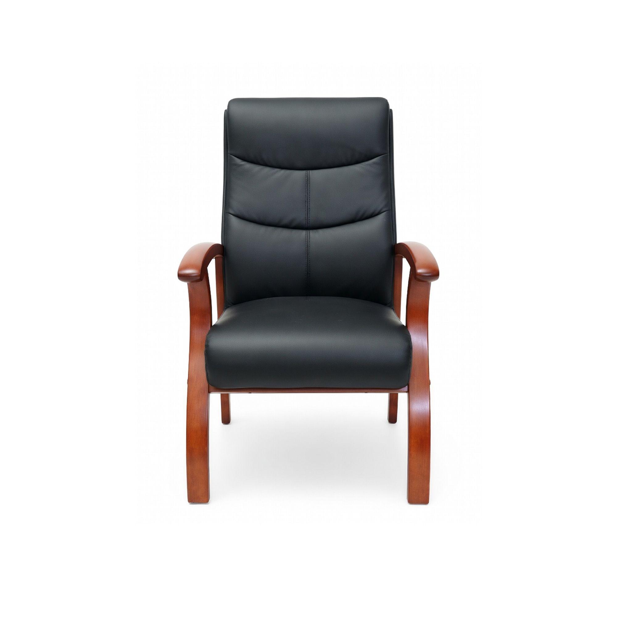 Chaise visiteur dossier haut en similicuir E454 - Noir