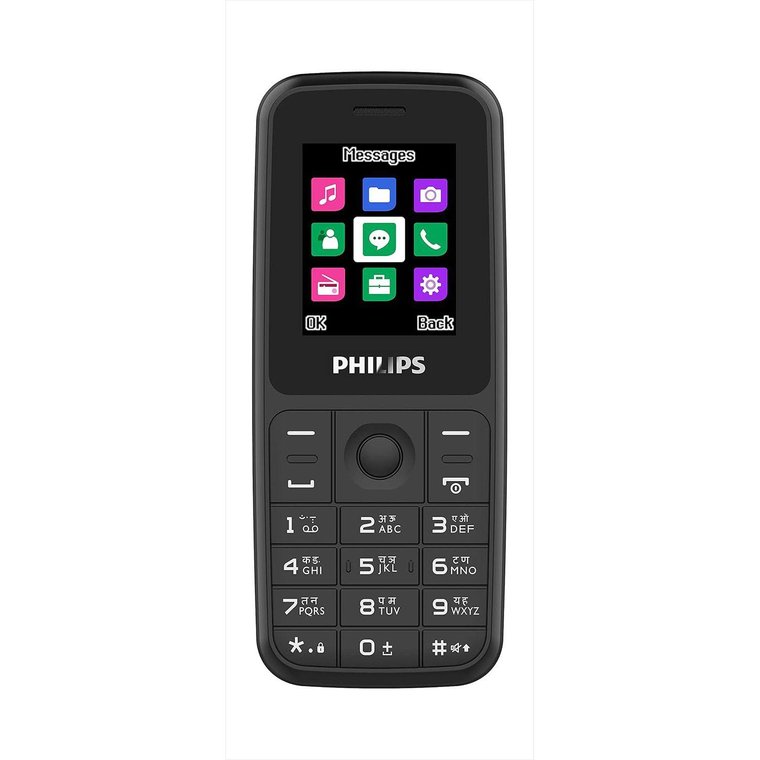 Téléphone portable Philips Xenium E125 - Batterie 2000 mAh, Noir