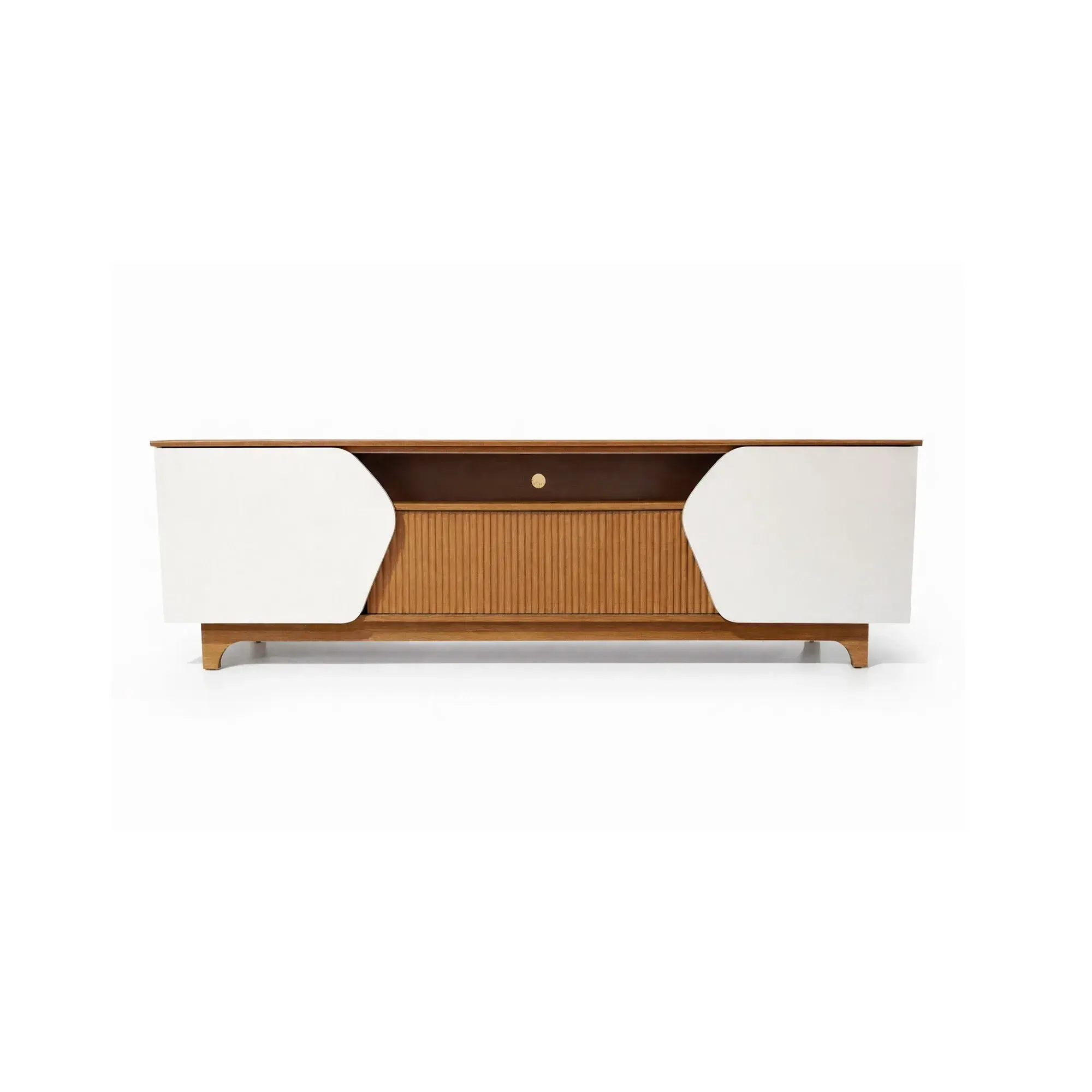 Meuble TV en bois Helo 1830x610x385 mm - Freijó / blanc cassé