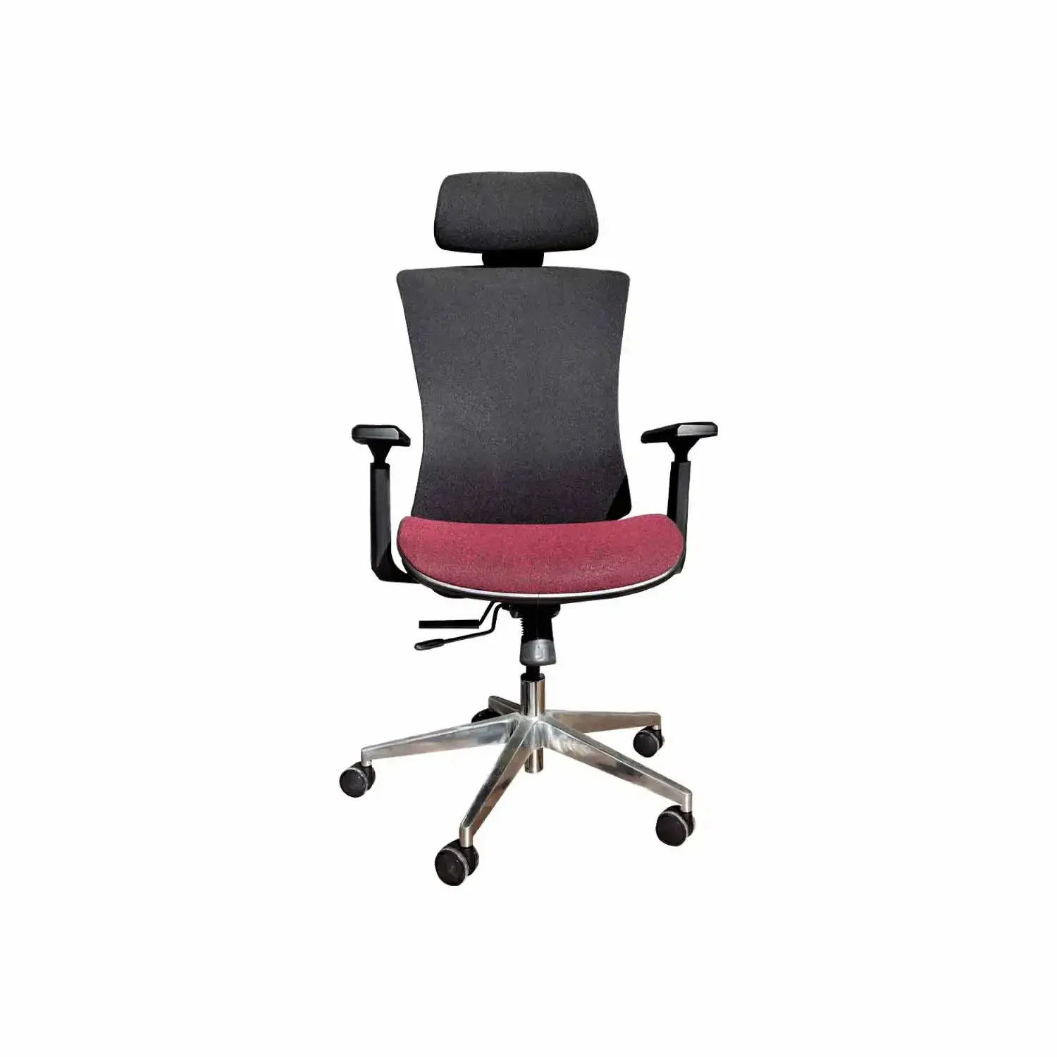 Fauteuil de bureau exécutif dossier haut en tissu HT-9002A - Noir/Bordeaux