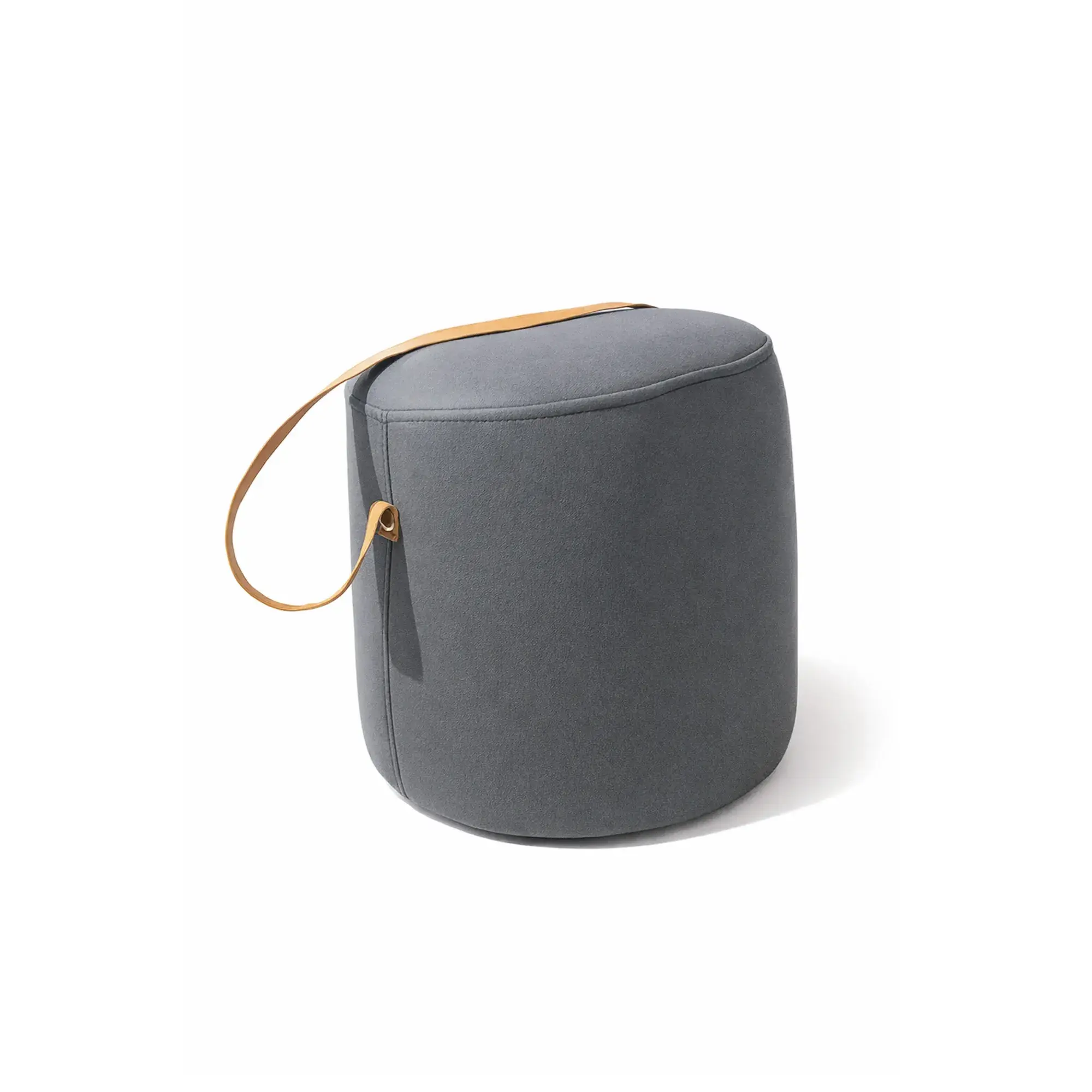 Pouf rond en PVC - Gris foncé