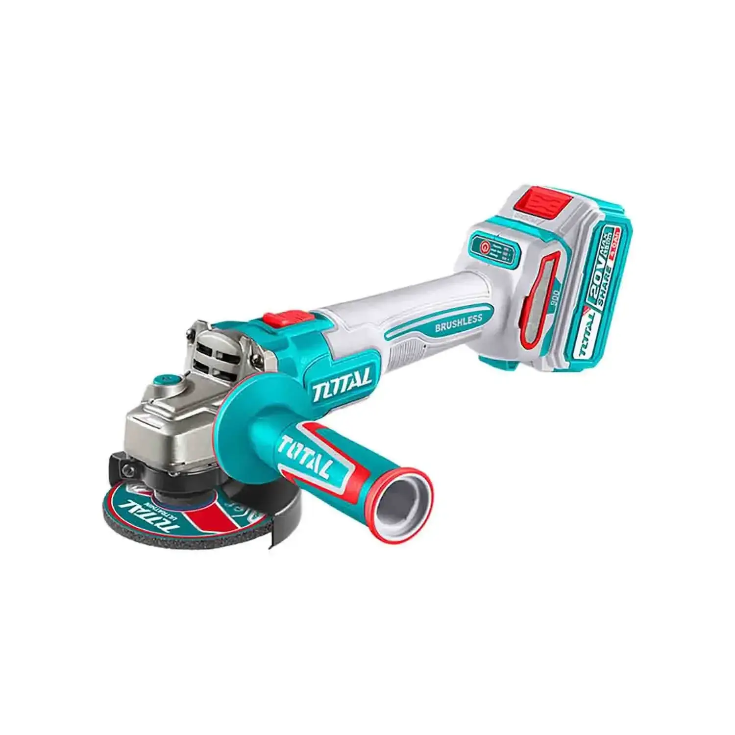 Meuleuse d'angle sans fil Total 20 V brushless avec 2 batteries 4,0 Ah TAGLI271532