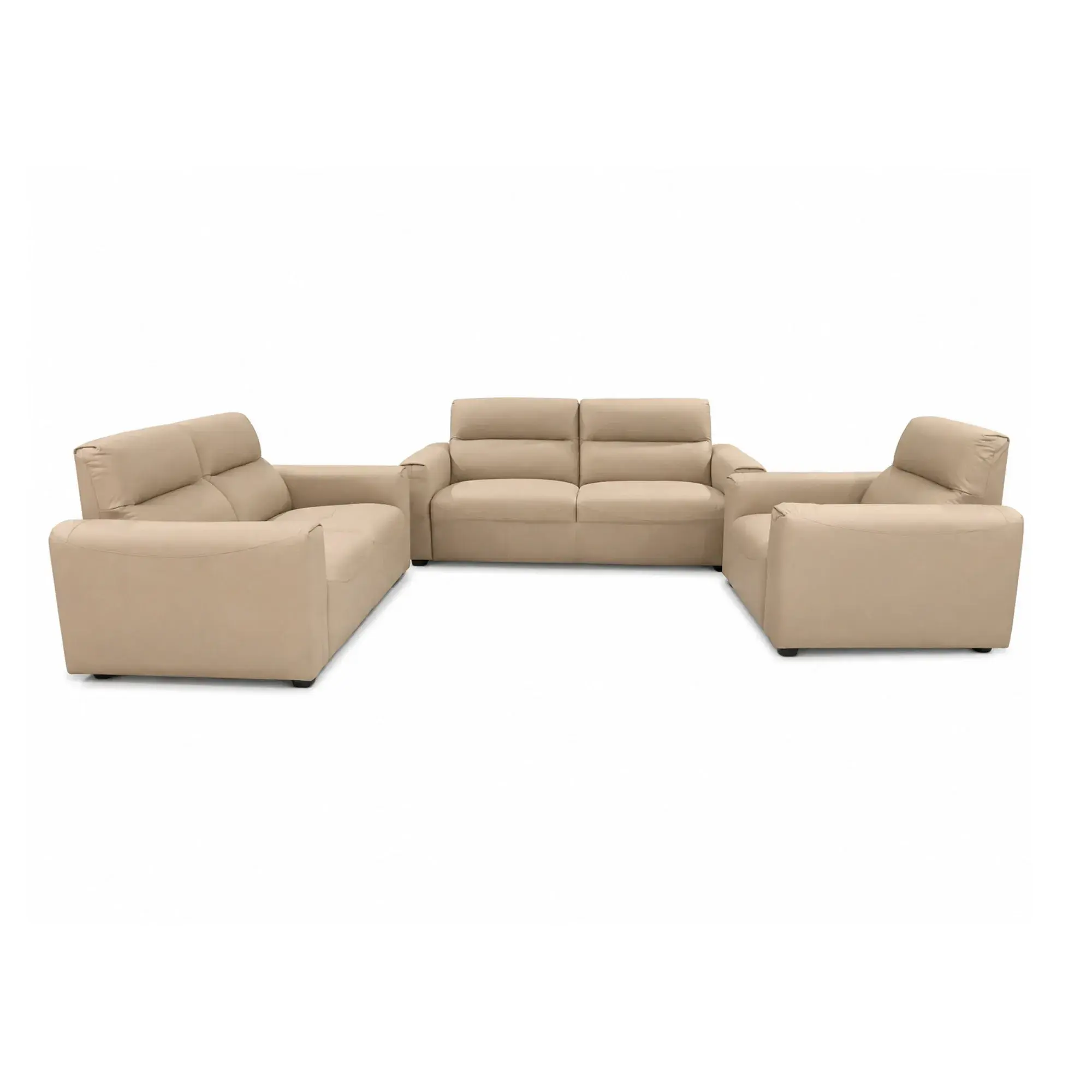Ensemble salon 3+2+1 places en semi-cuir - Gris