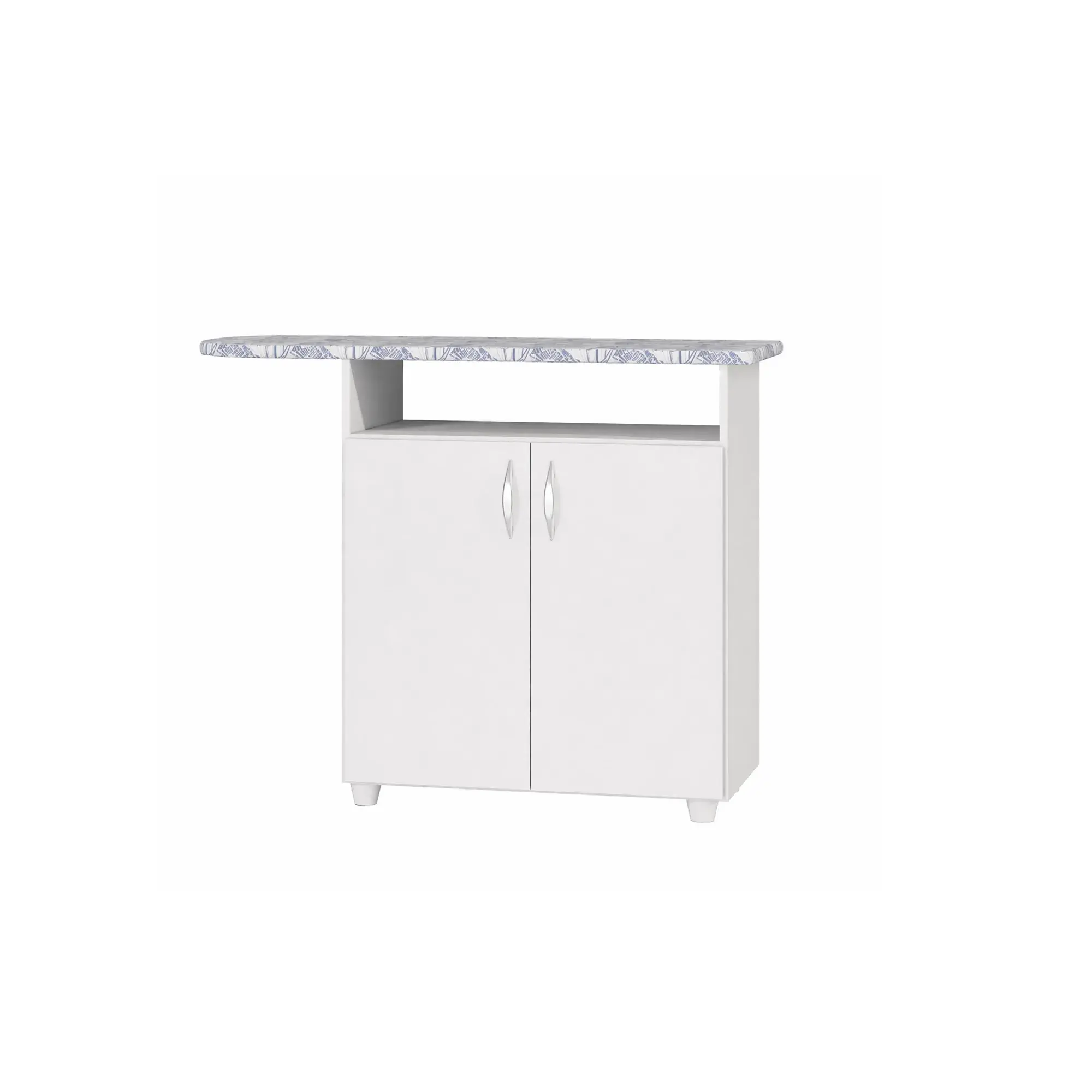 Meuble table à repasser rabattable avec rangement 2 portes - Blanc