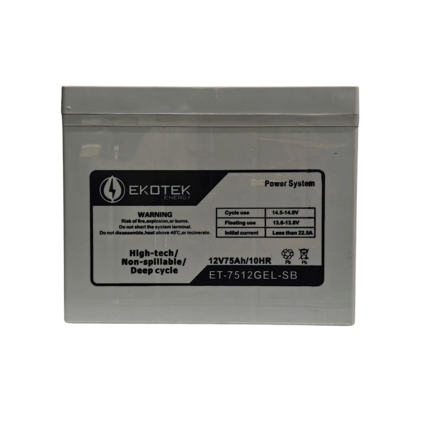 Batterie gel Ekotek Smart 75Ah 12V ET-7512GEL-SB - Solaire