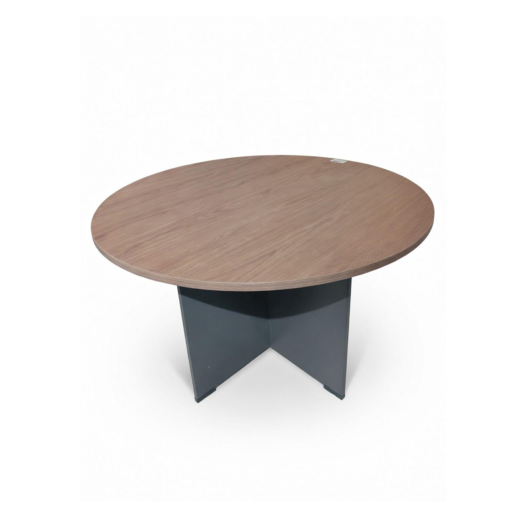 Table de réunion ronde 120x75 cm - Chêne camel / gris foncé