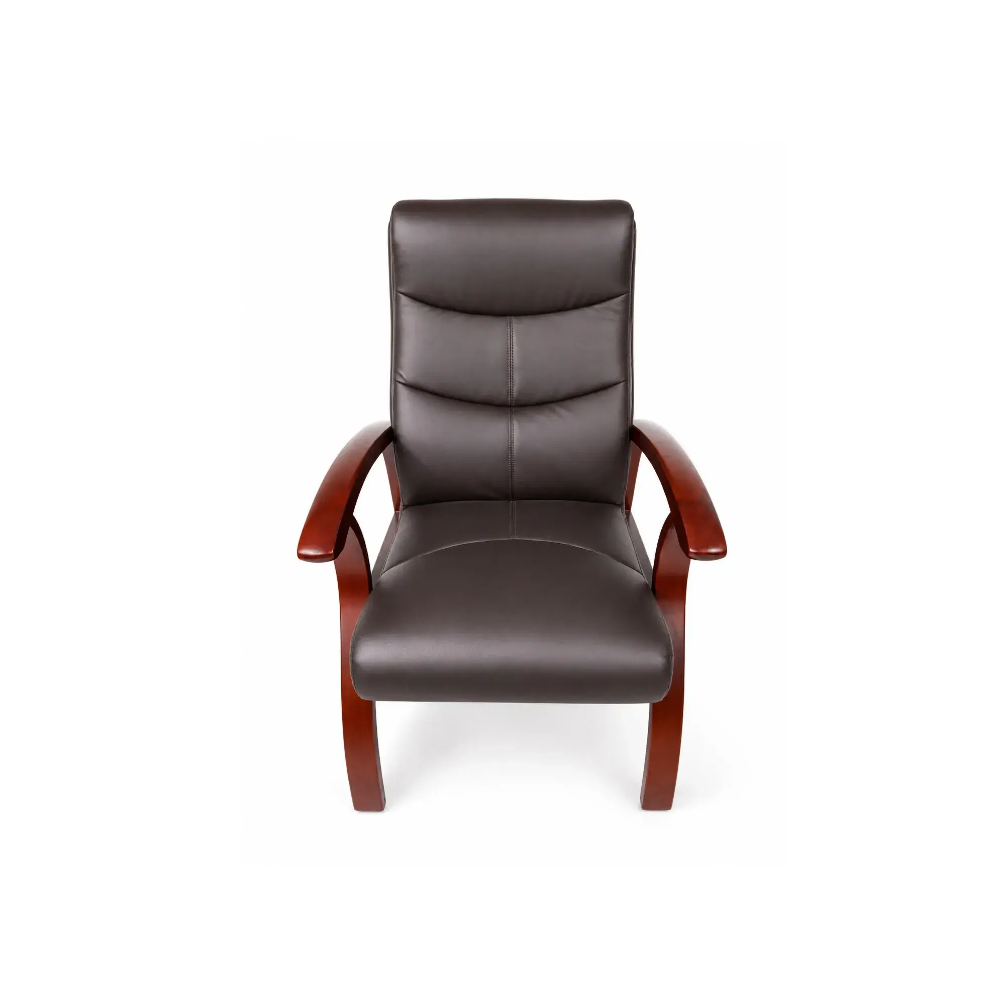 Chaise visiteur dossier haut en similicuir E454 - Marron