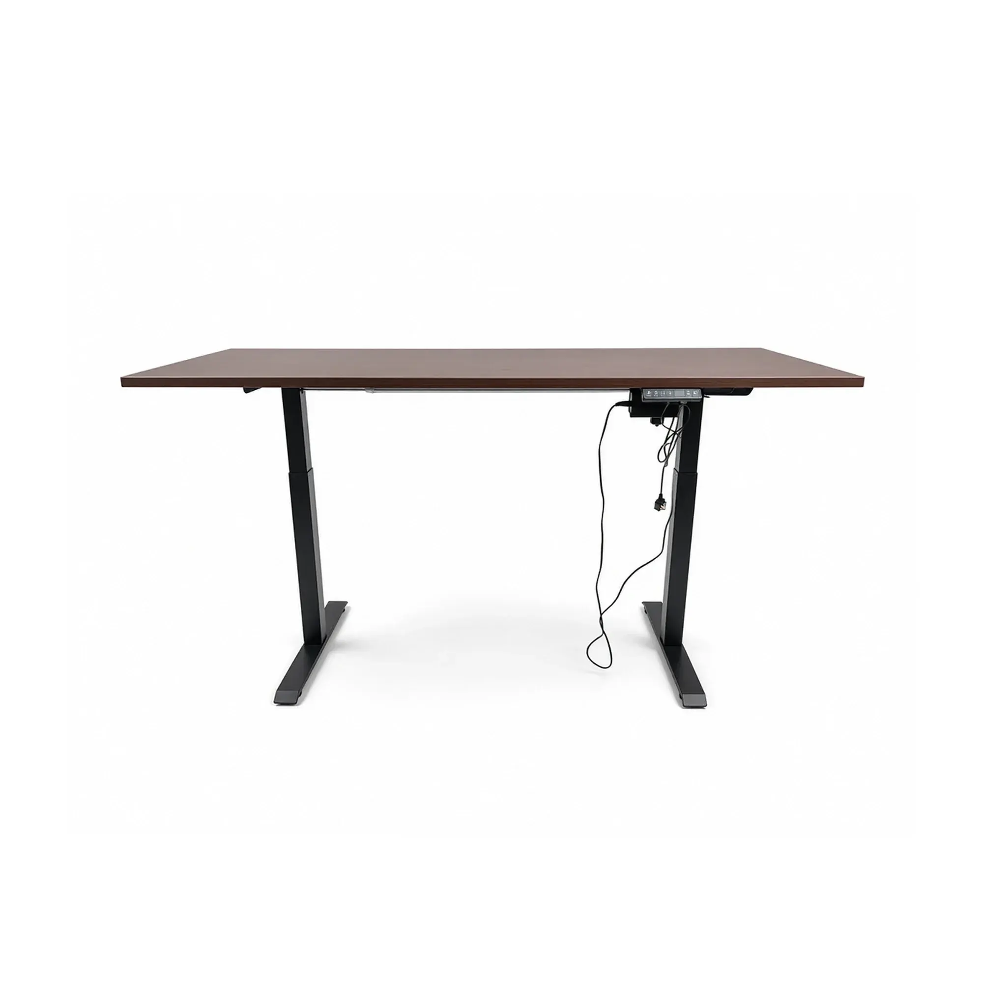 Bureau assis-debout électrique réglable en hauteur 180x75 cm - Wengé / noir