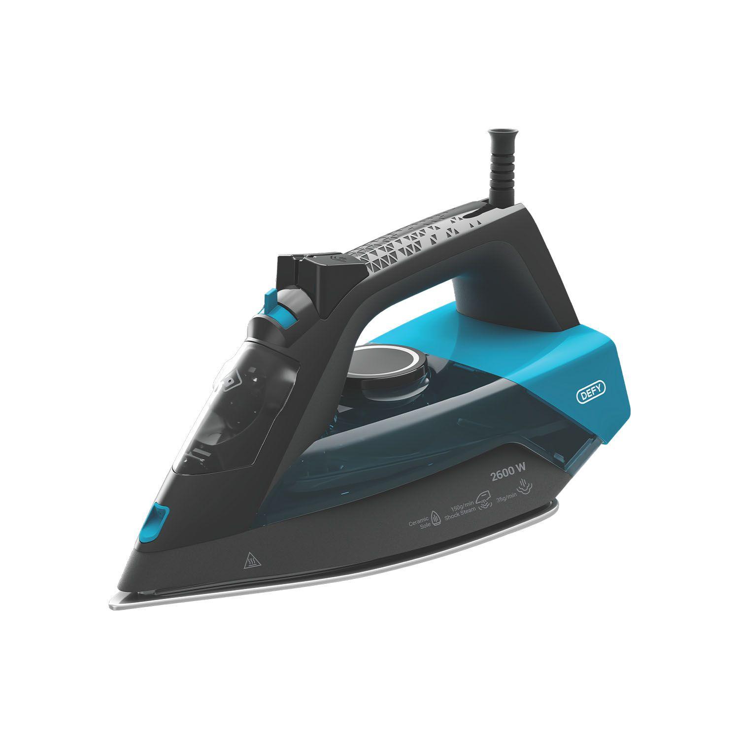 Fer à repasser vapeur Defy SI 4126 BG - 2600 W, semelle céramique, noir et bleu