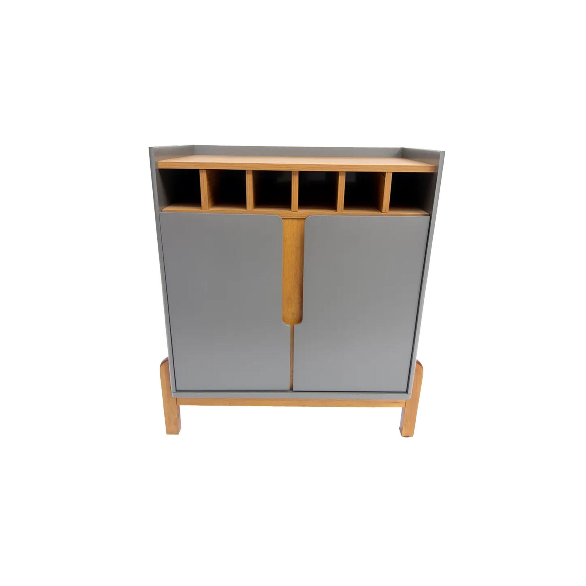 Meuble bar en bois Lizz 750x790x386 mm - Gris / cèdre