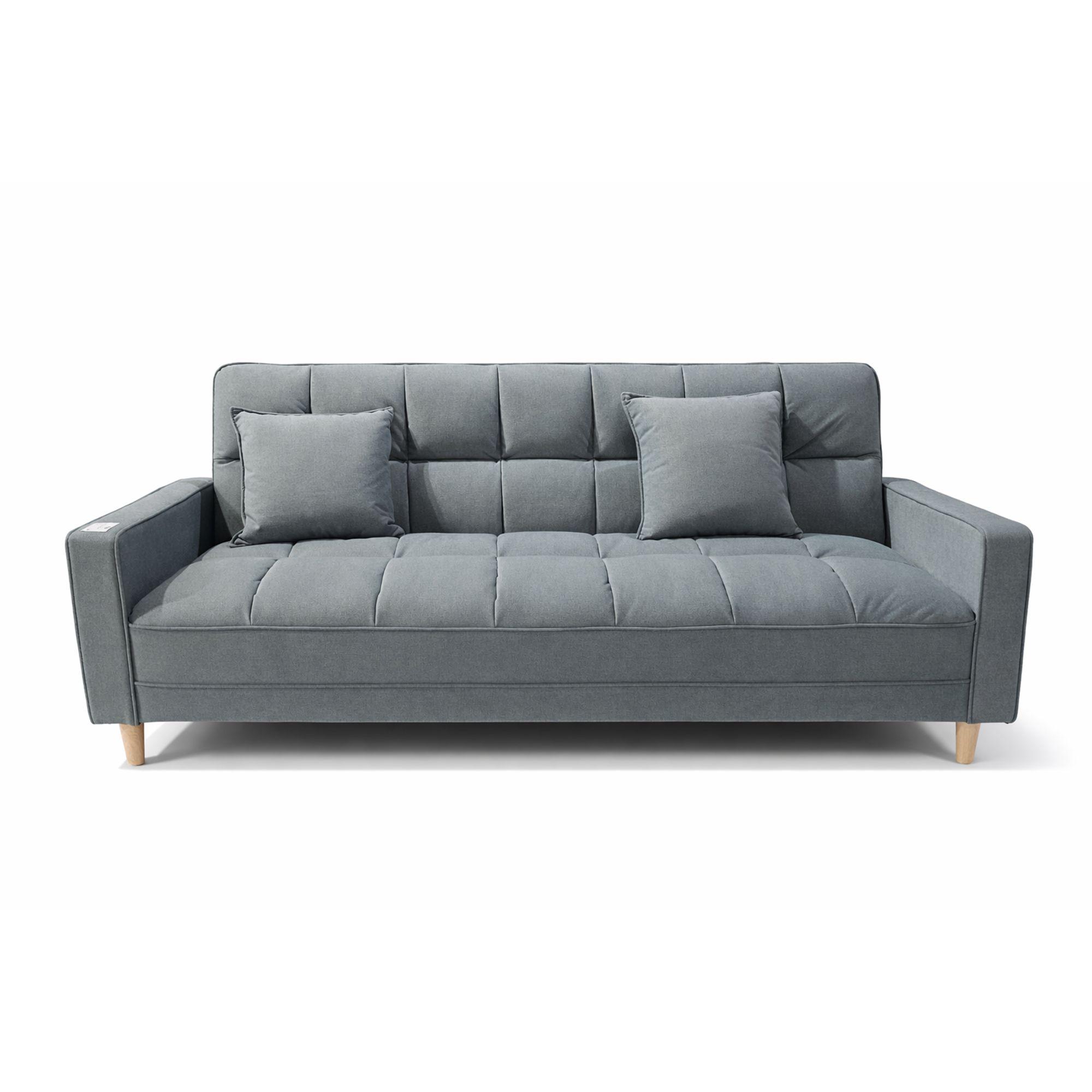 Canapé 3 places en tissu avec 2 coussins S6830 - Gris