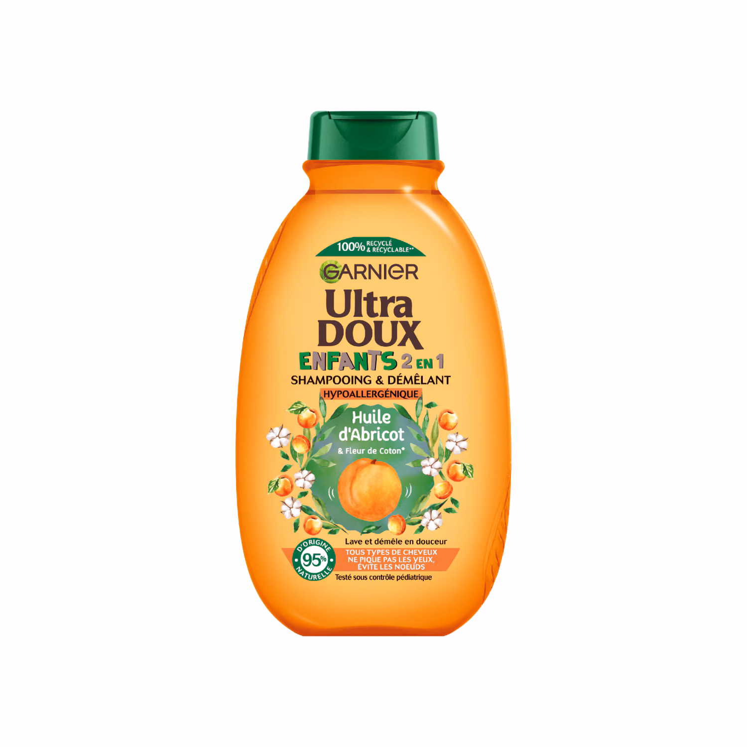 Garnier Ultra Doux Shampooing 2-en-1 Enfants Huile d’Abricot & Fleur de Coton