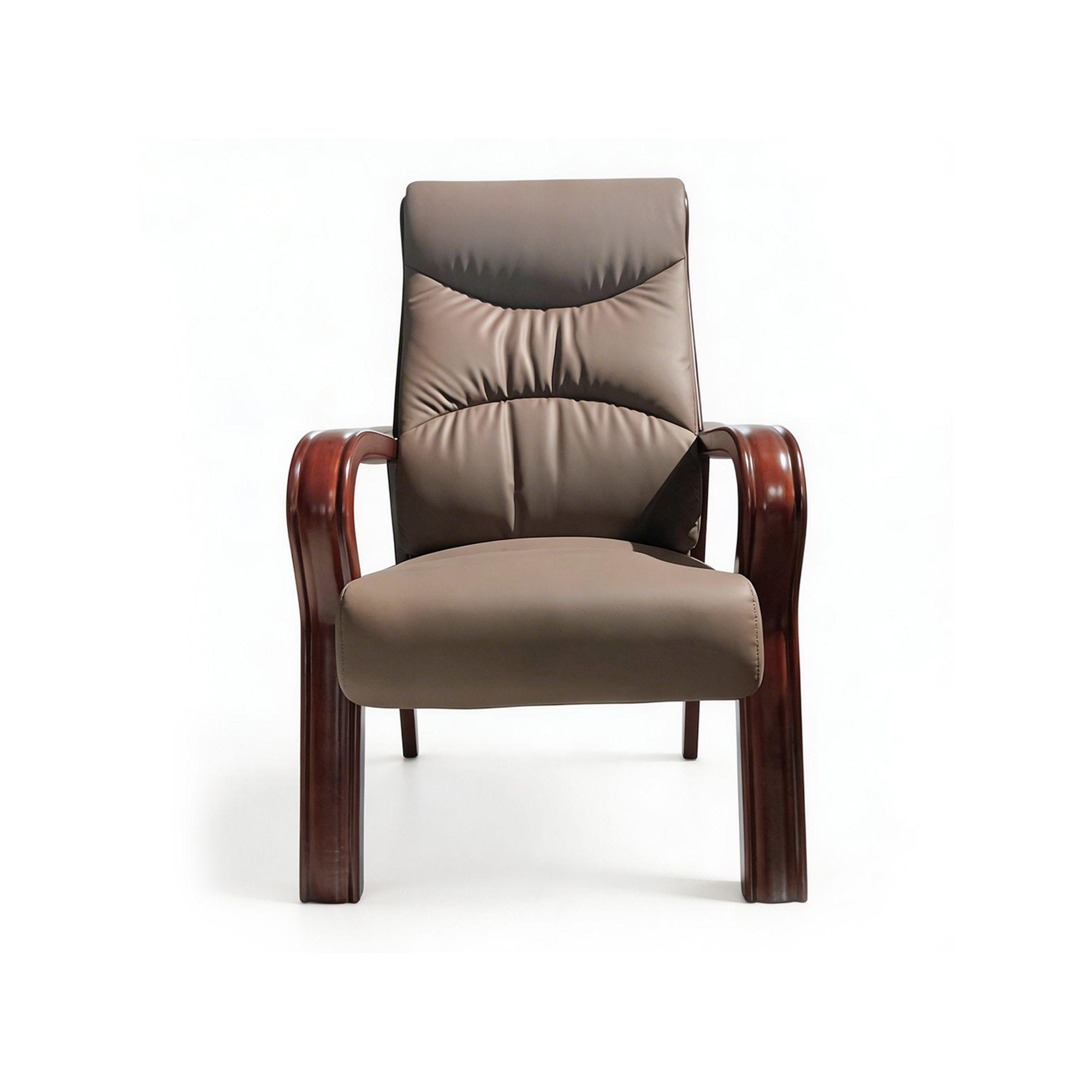 Chaise visiteur dossier haut en similicuir E586 - Marron foncé