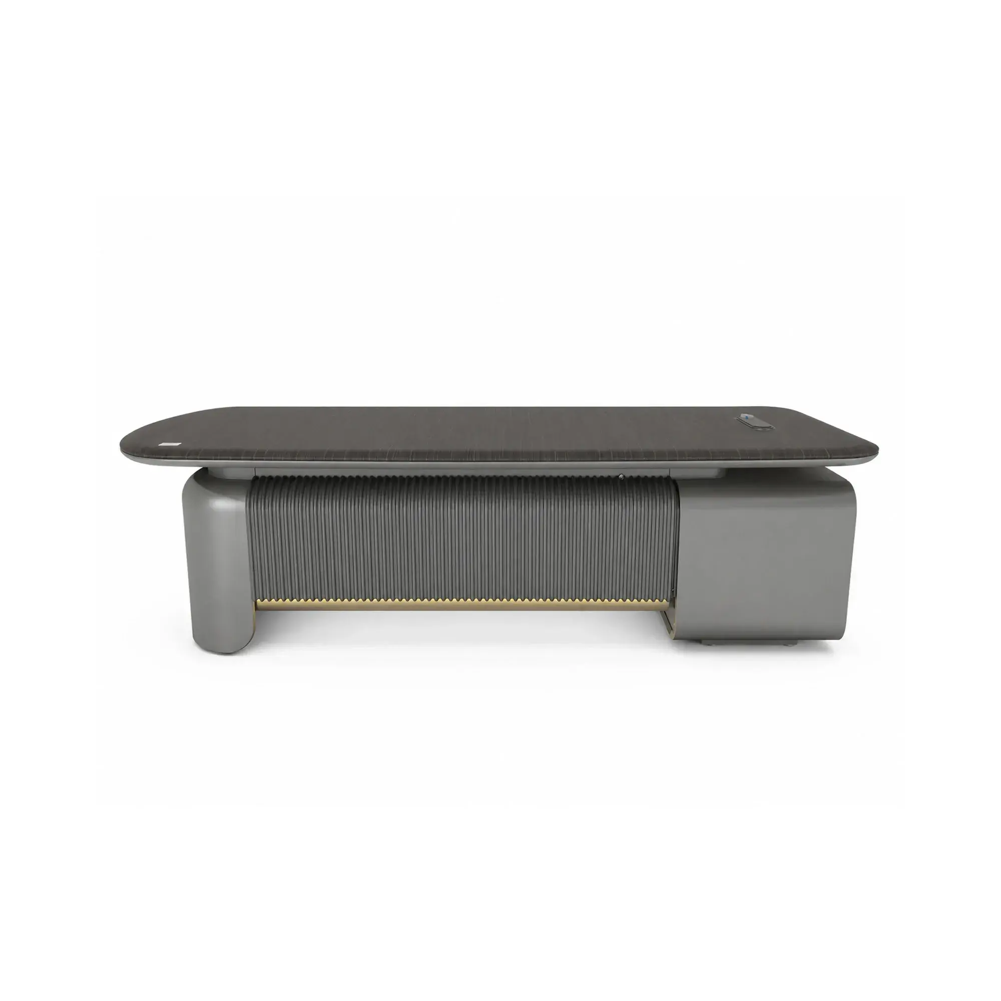 Bureau exécutif avec retour 260x200x75 cm - Gris ciel / noir moka / orange