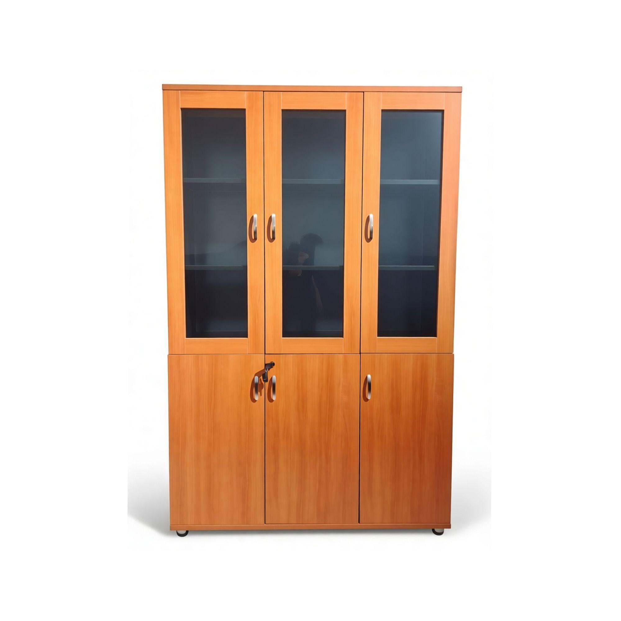 Armoire en bois 3 portes vitrées + 3 portes - 120x50x200 cm
