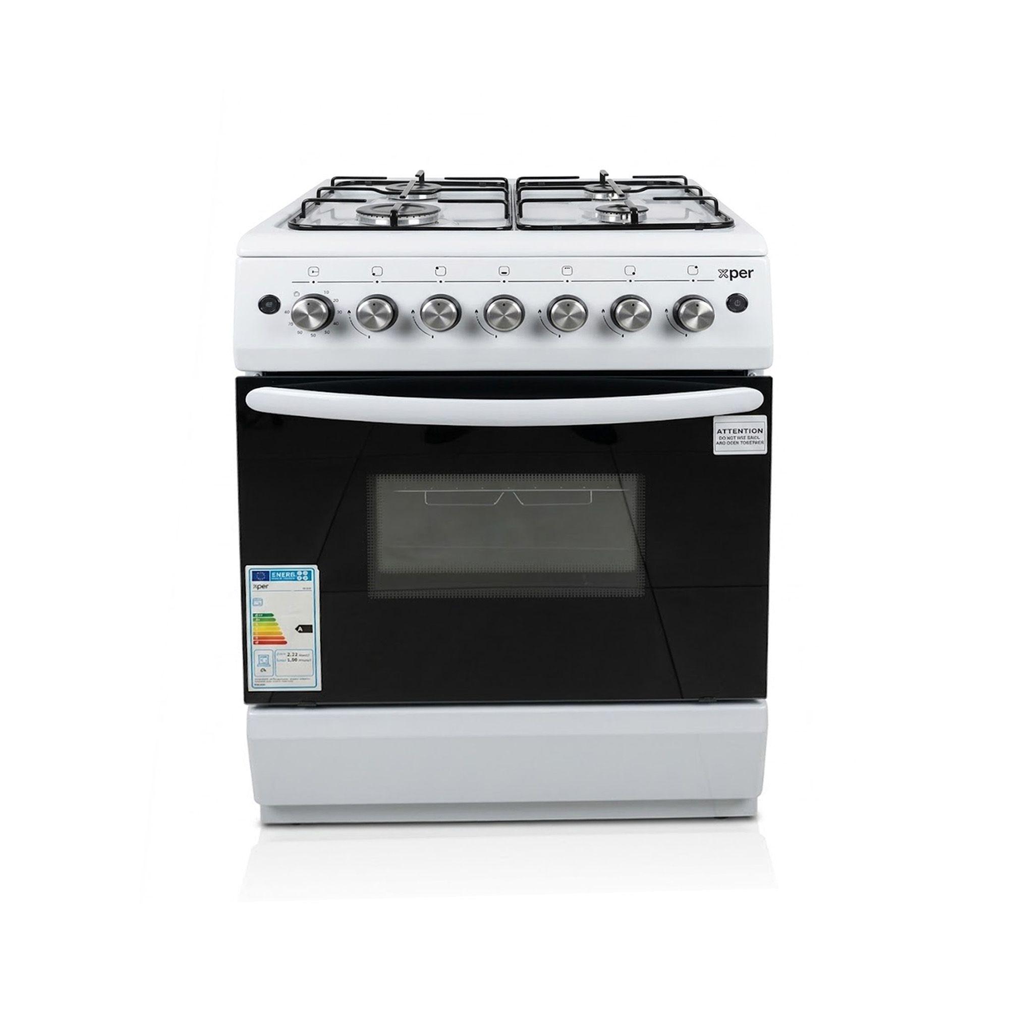 Cuisinière à gaz Xper 7040GS 4 feux 60x60 cm avec four - Silver