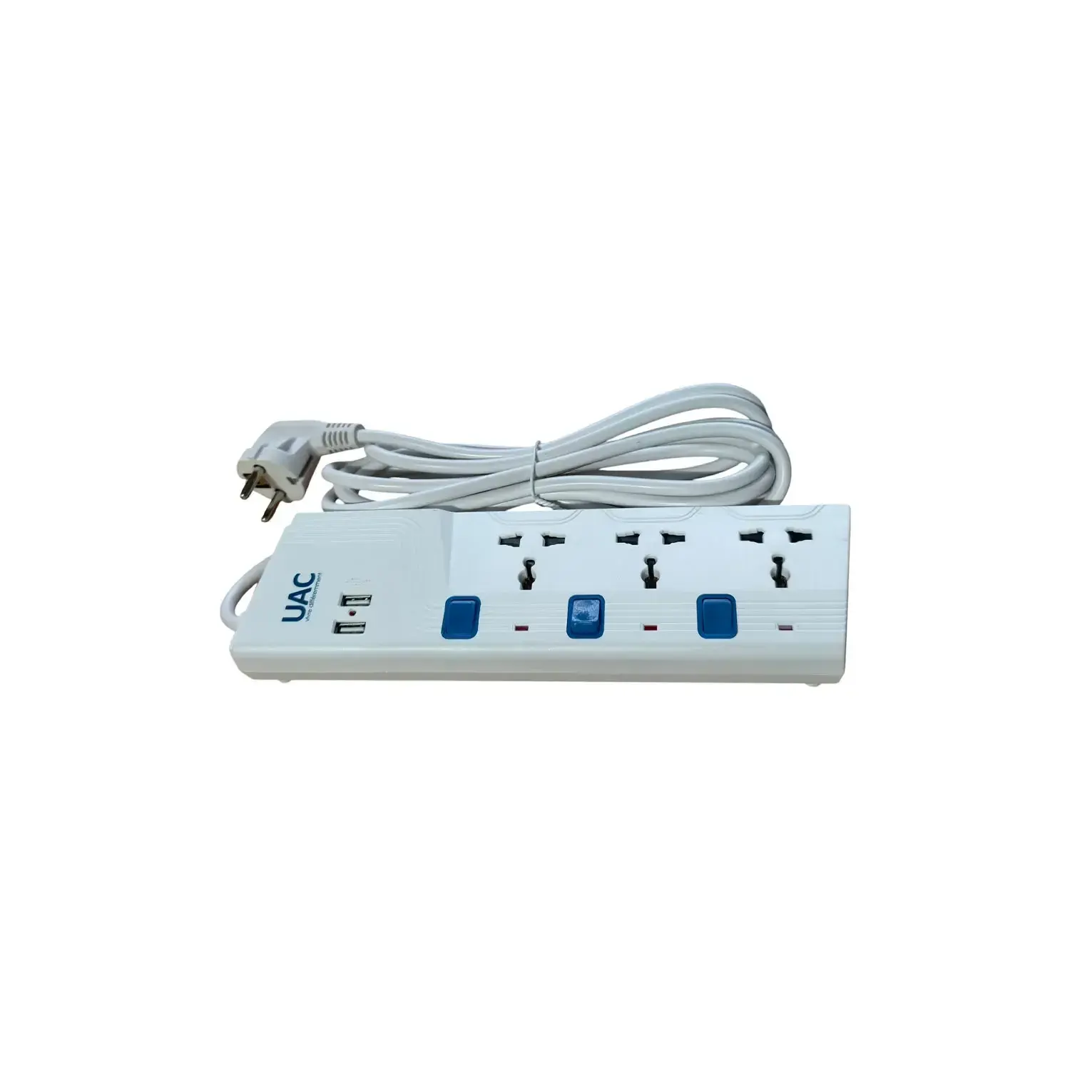Multiprise 3 prises + 2 USB Ekotek - Câble 3 m, obturateurs de sécurité