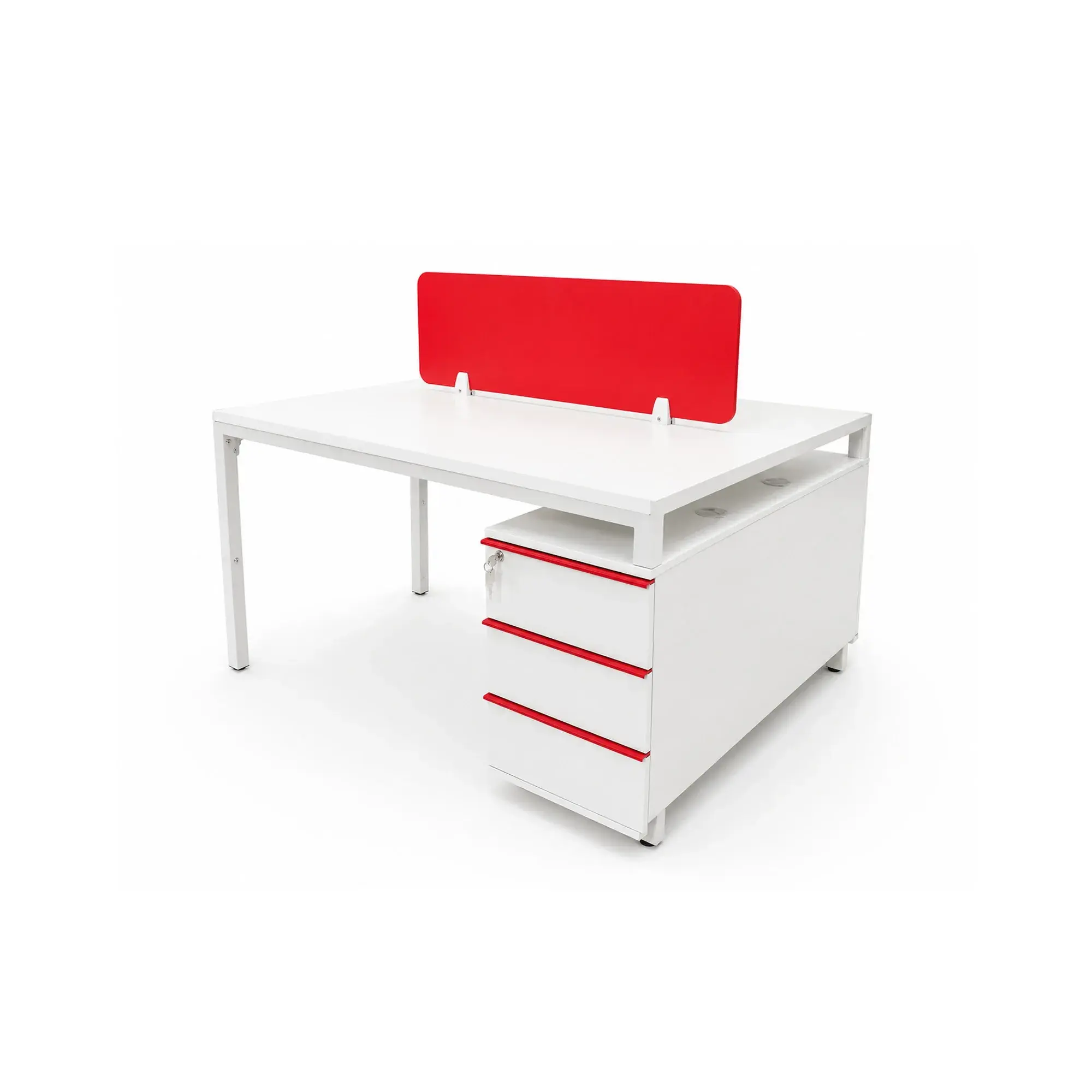 Poste de travail open space 2 places avec caisson mobile 123x120x105 cm