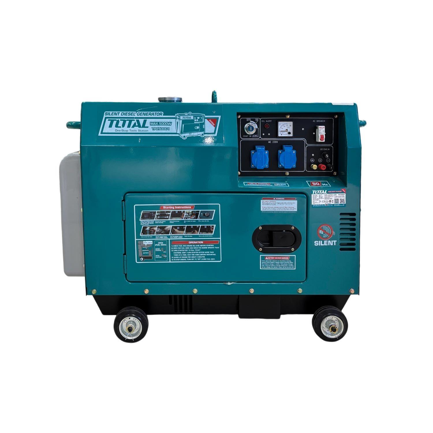 Groupe électrogène diesel Total TP250001 5 kW insonorisé - Démarrage électrique