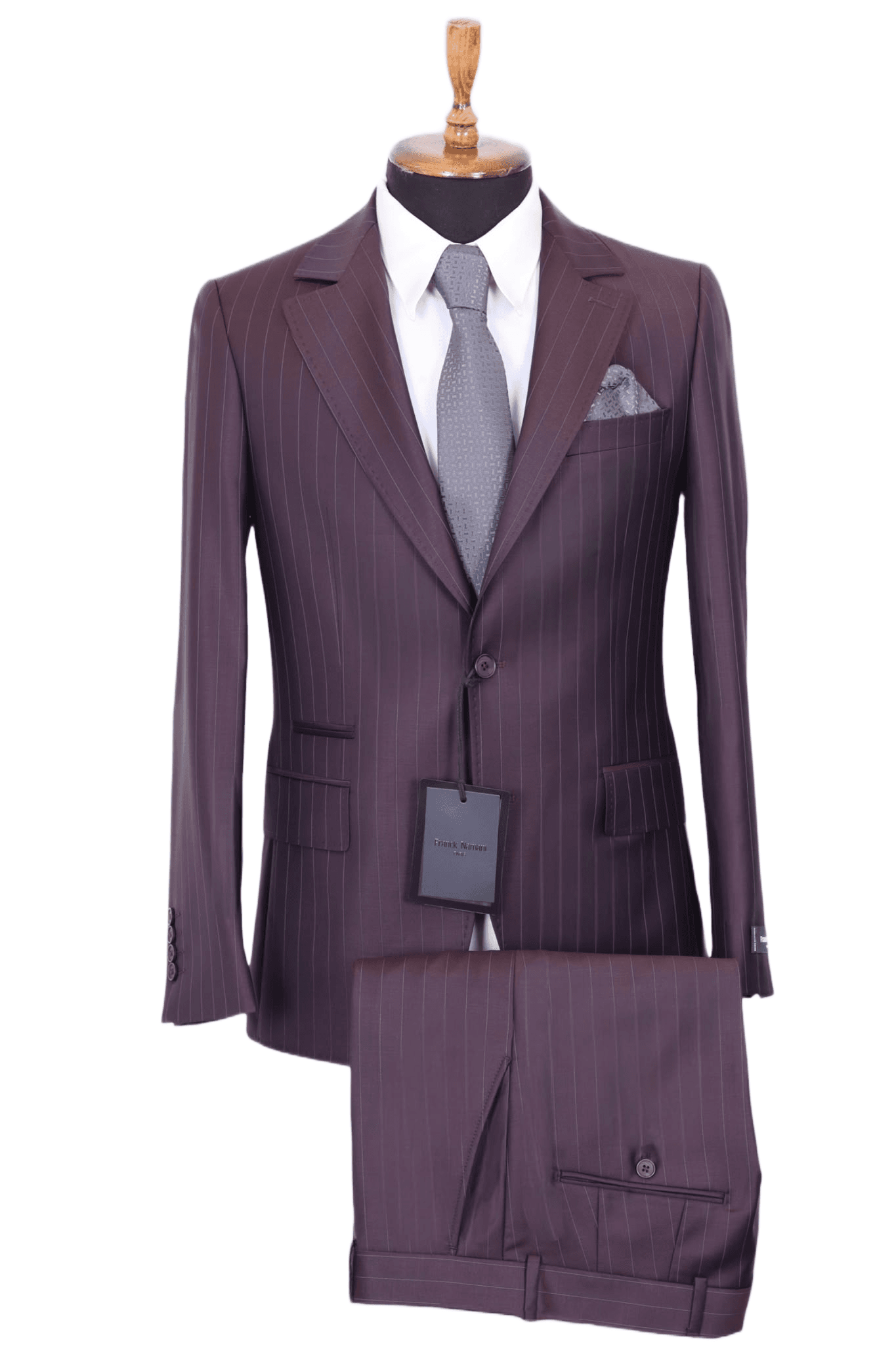 Franck Namani Paris Costume Homme Bordeaux à Rayures – 2 Pièces