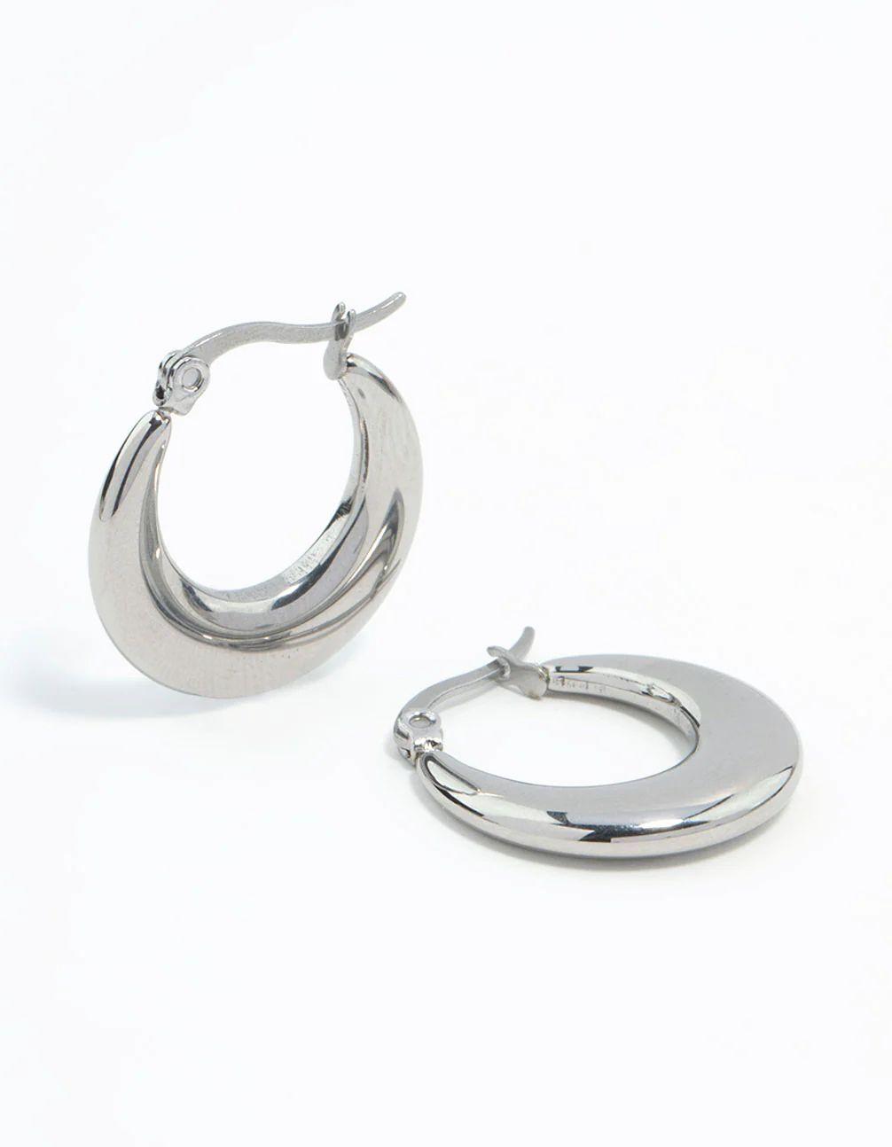 Boucles d’Oreilles Créoles Croissant Plates