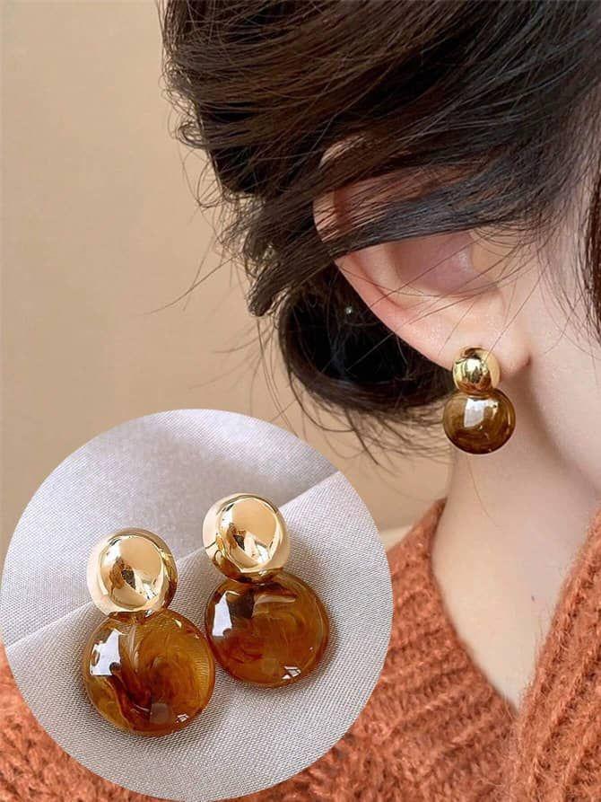 Boucles d’Oreilles en Acier Inoxydable - Brown