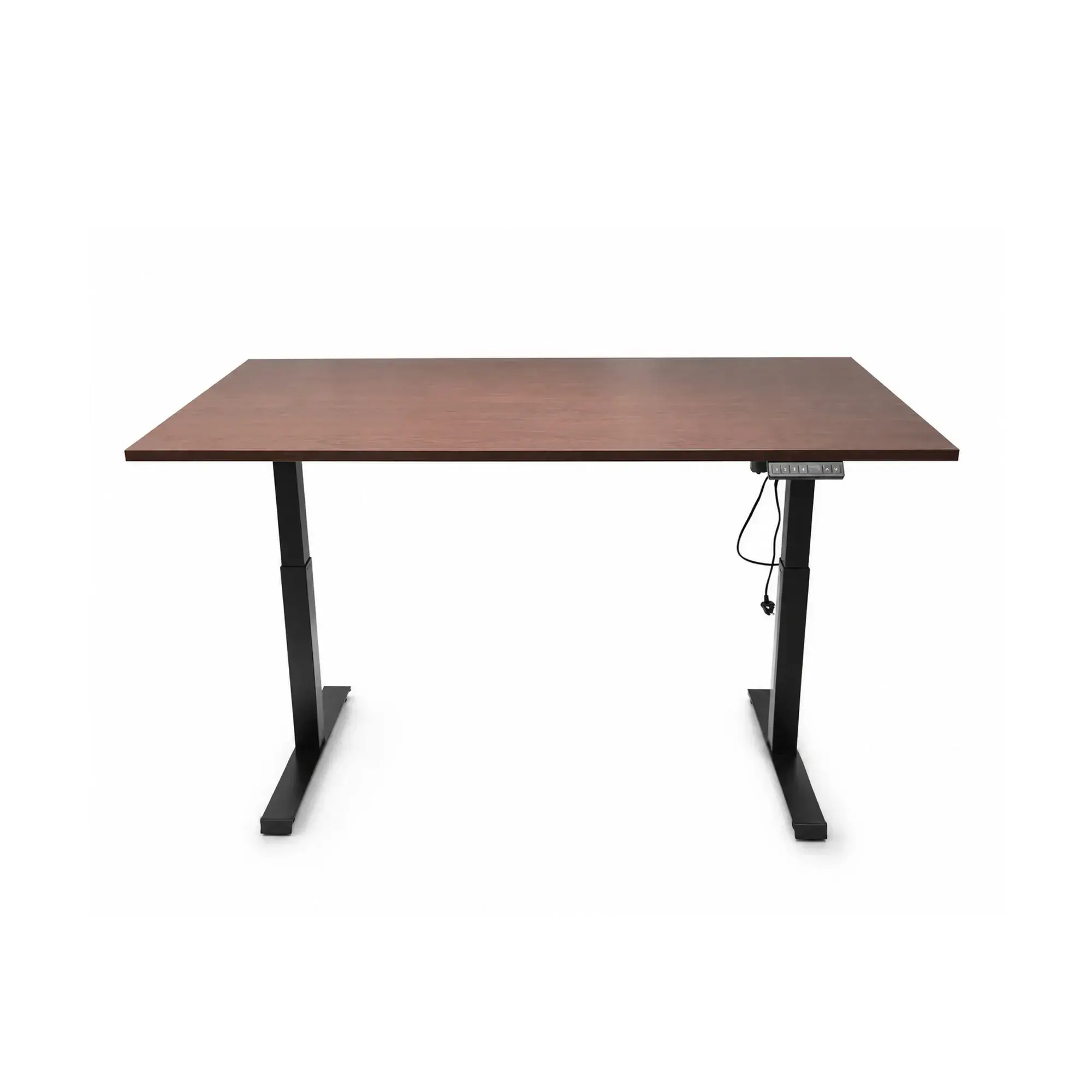 Bureau assis-debout électrique réglable en hauteur 160x75 cm - Wengé / noir
