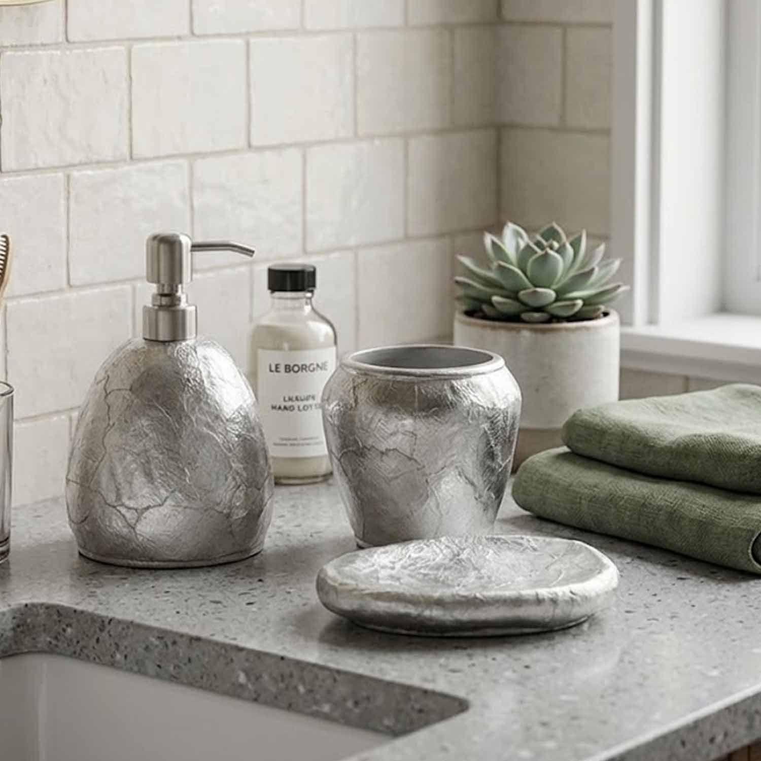 Set d'accessoires de salle de bain 3 pièces Irya Sedef - Gris
