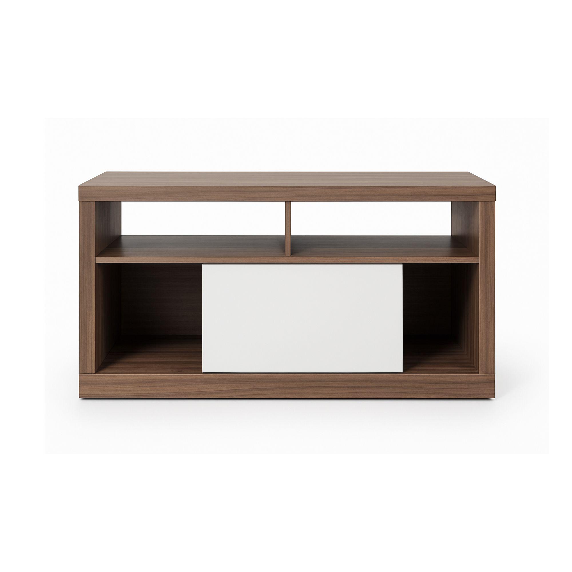 Meuble TV en bois - Noyer / blanc cassé