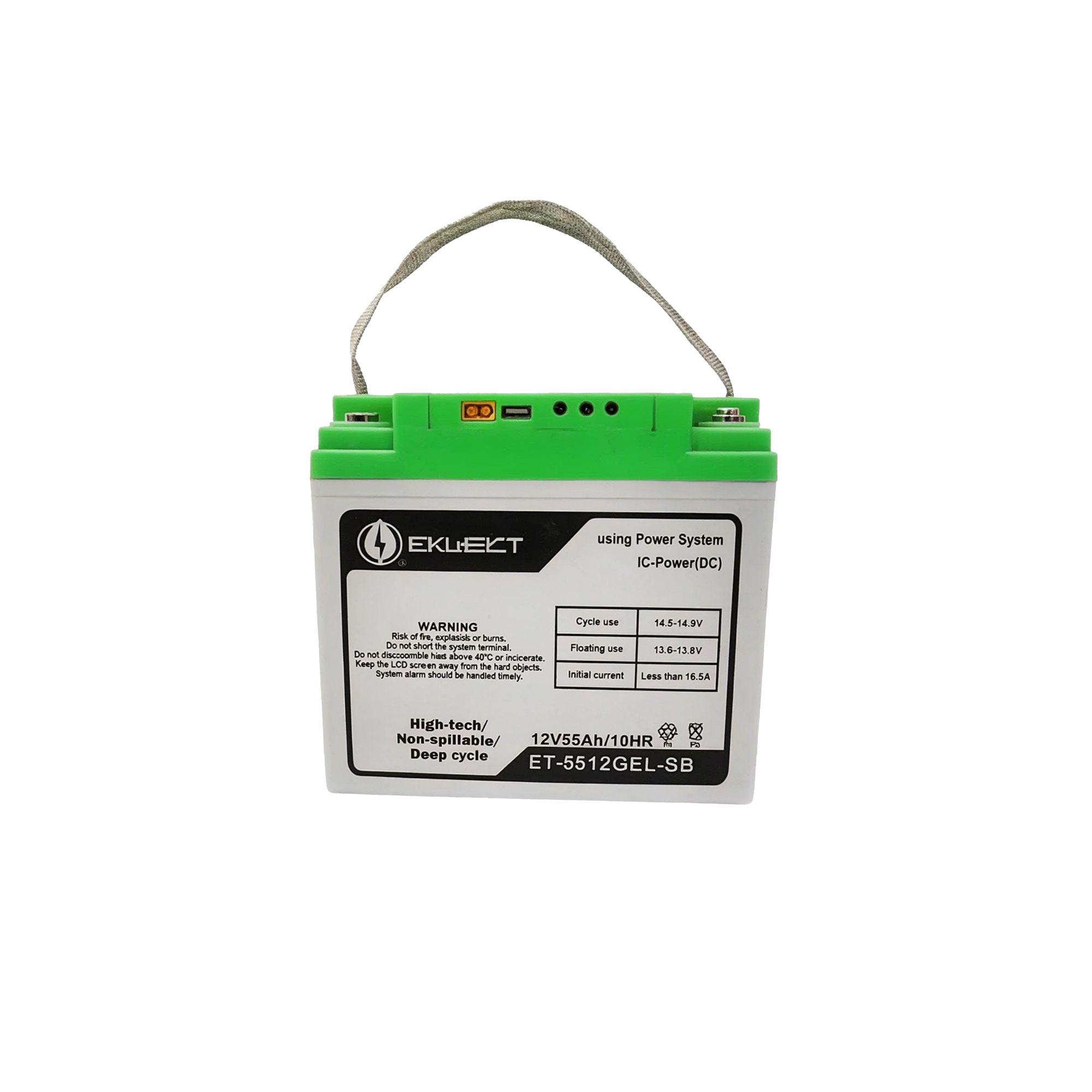Batterie gel Ekotek Smart 55Ah 12V ET-5512GEL - Décharge profonde, USB