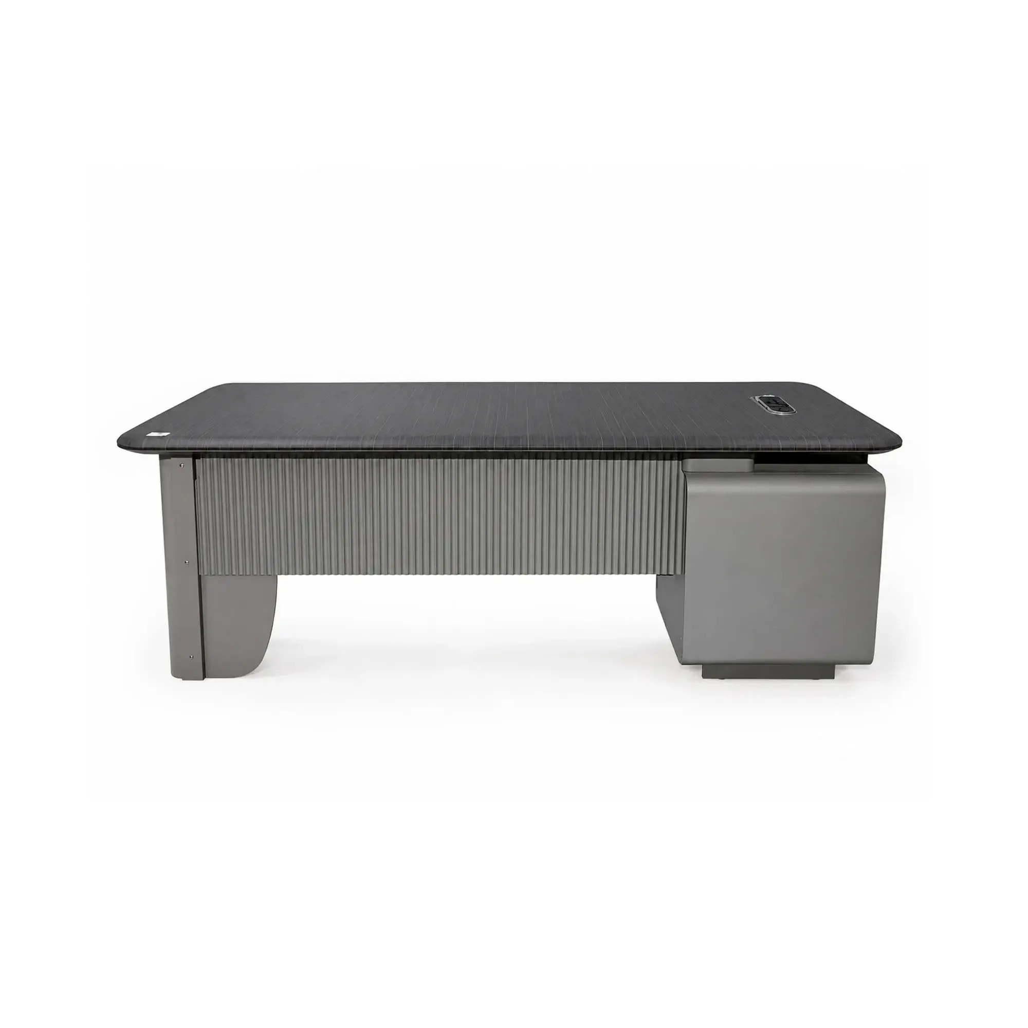 Bureau exécutif avec retour 240x190x75 cm - Gris ciel / noir moka