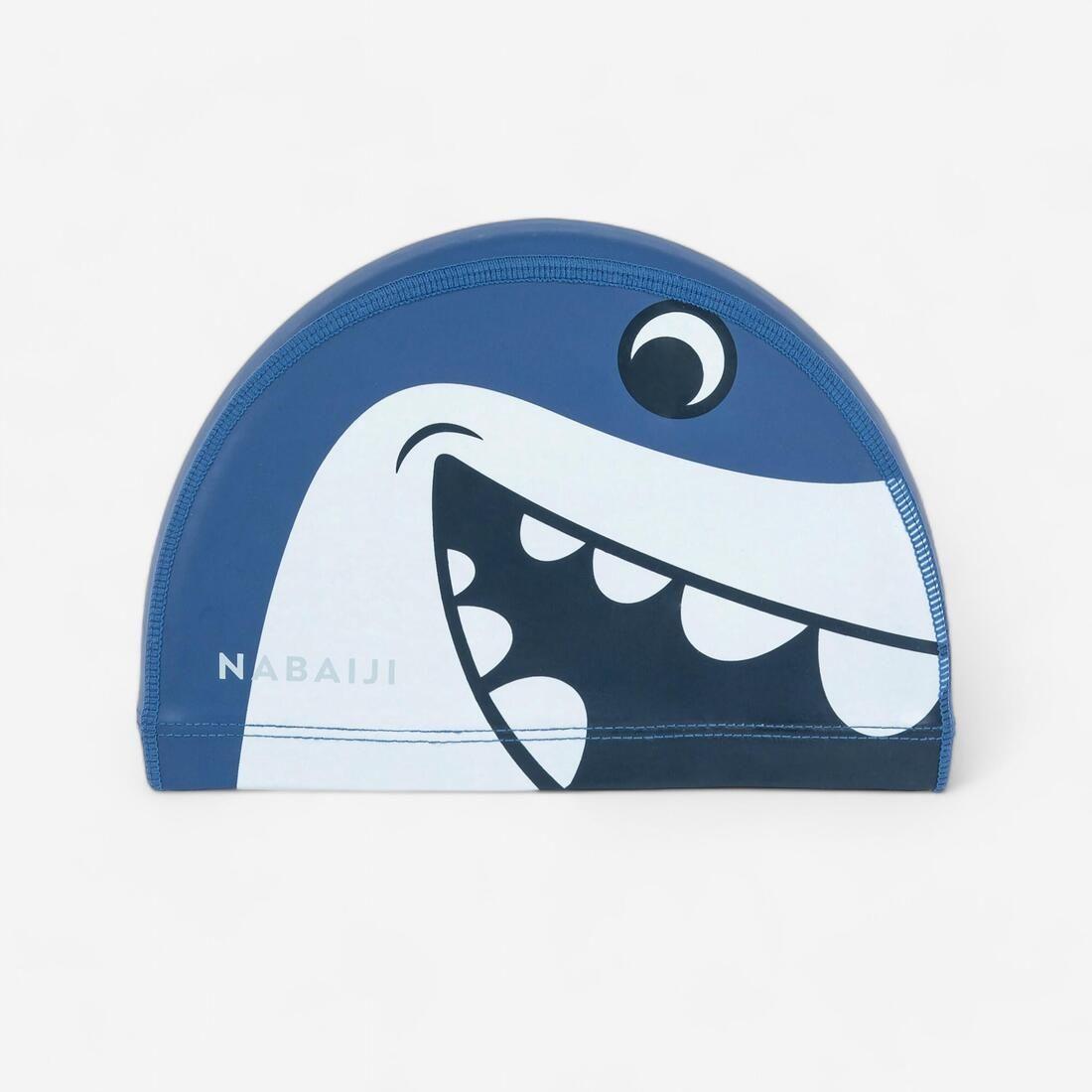 Bonnet de bain en maille enduite - tissu imprimé - taille s - bleu shark