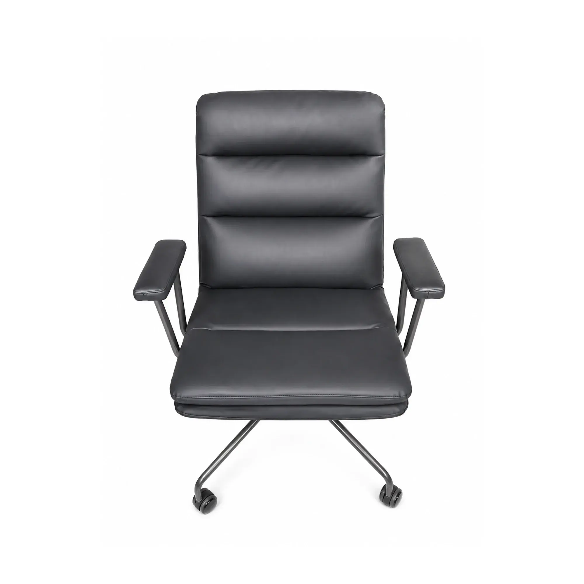 Chaise de bureau exécutive dossier moyen en similicuir H684B - Noir