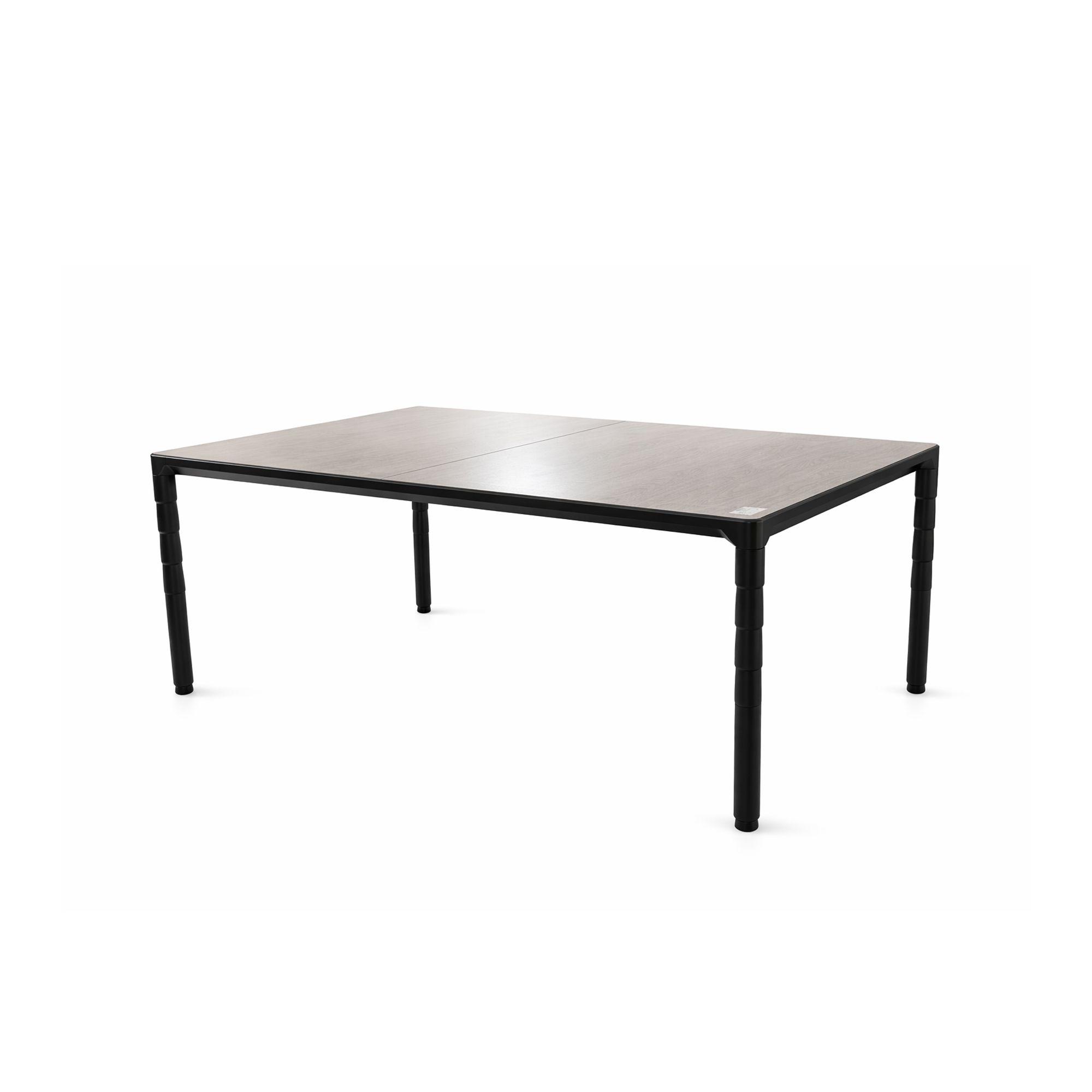 Table de réunion rectangulaire 140x140x75 cm - Noyer américain / gris foncé