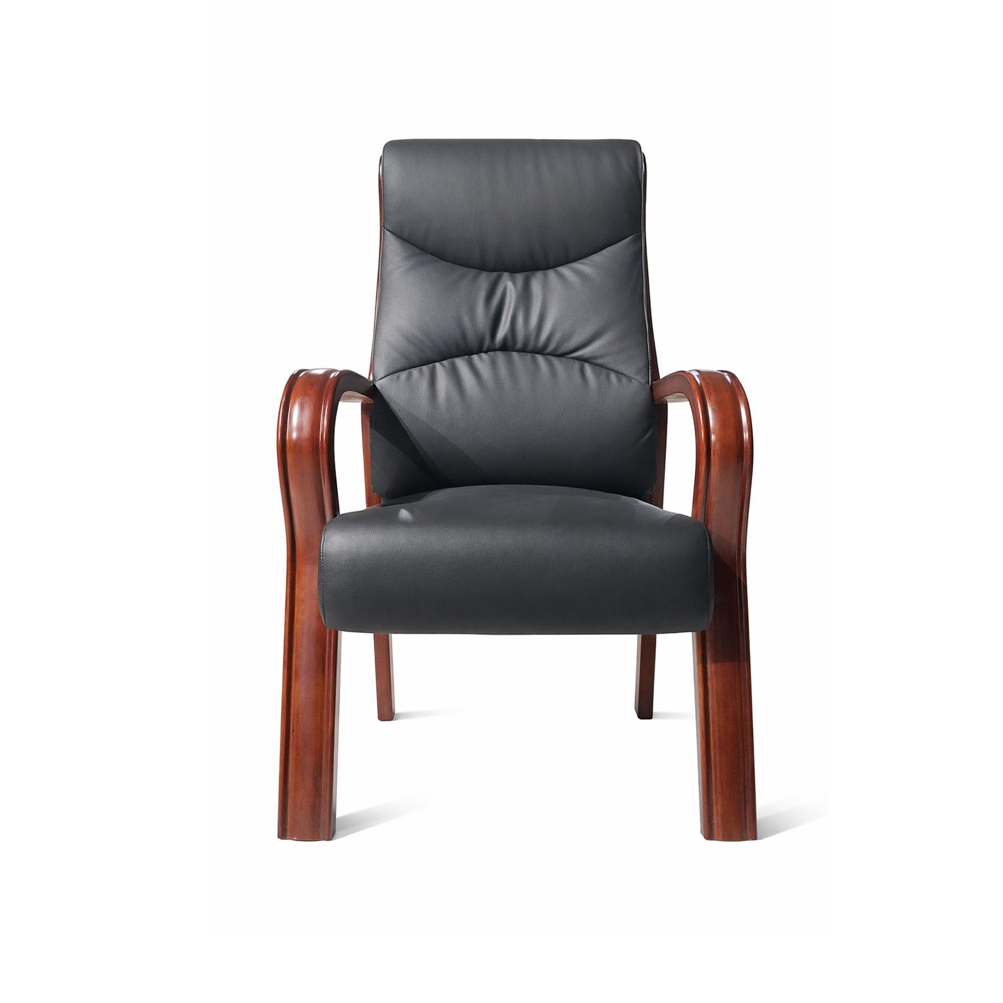 Chaise visiteur dossier haut en similicuir E586 - Noir