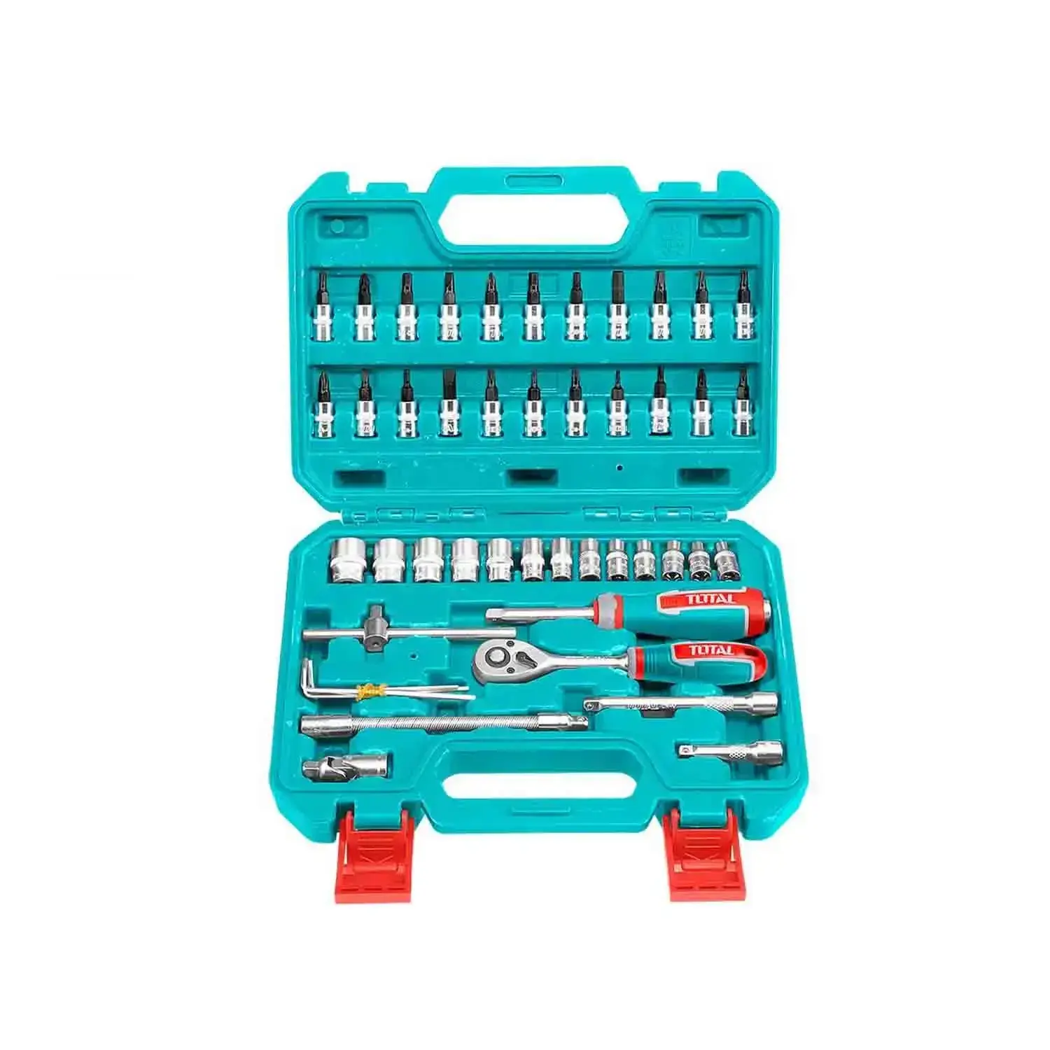 Coffret de douilles 1/4" Total 46 pièces avec embouts THT141462
